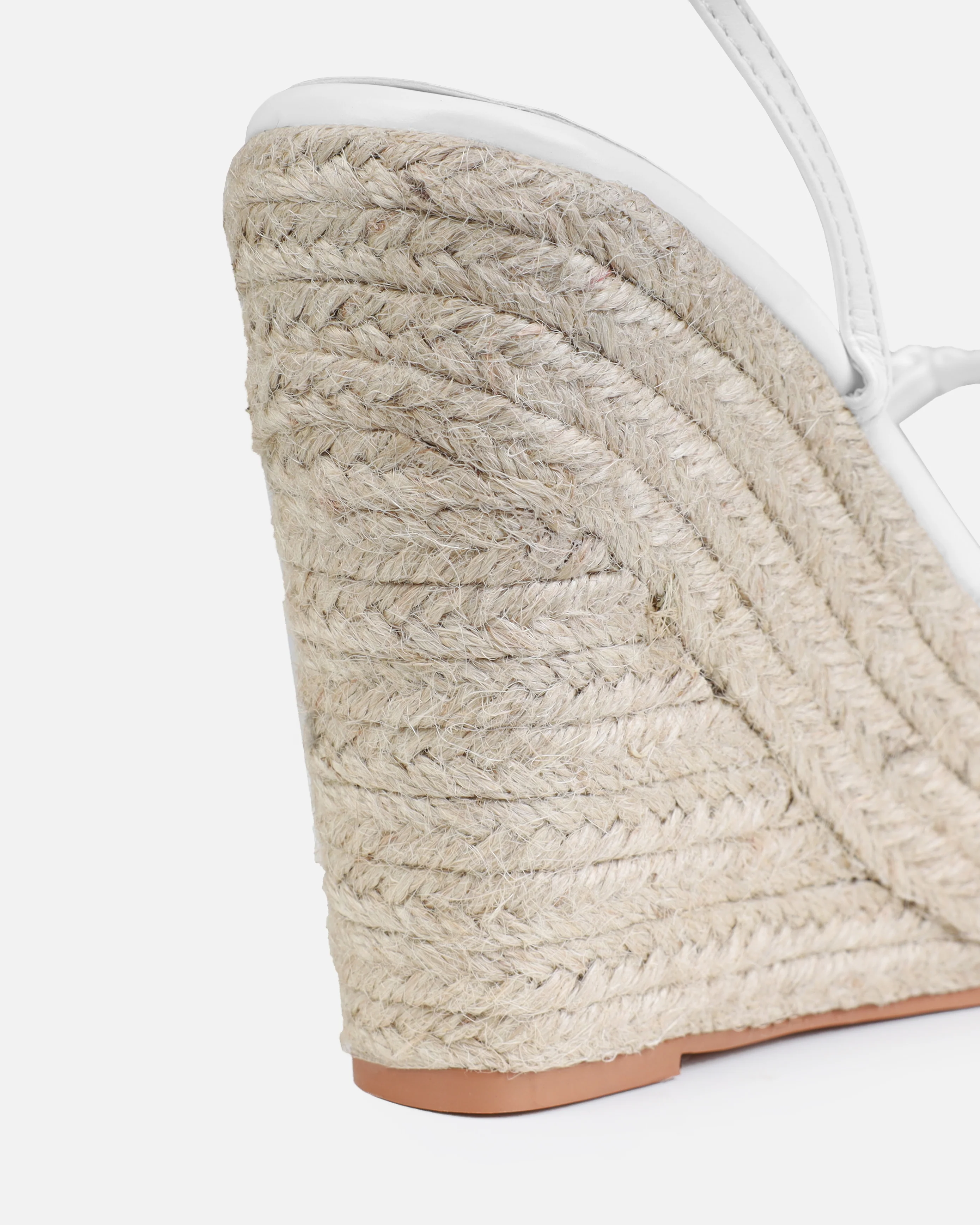 Olive White Braided Strappy Espadrille Wedges - Image 3