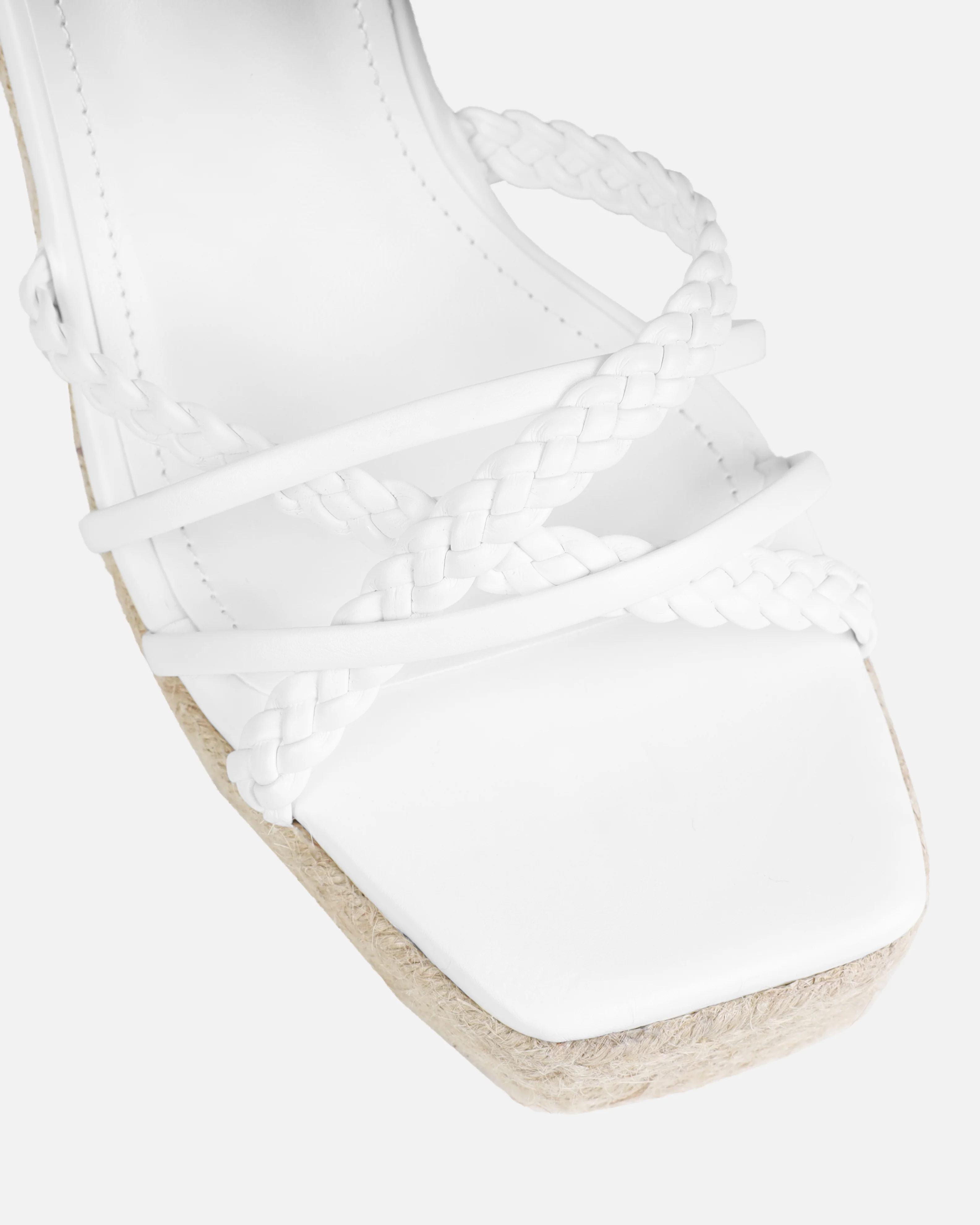 Olive White Braided Strappy Espadrille Wedges - Image 4