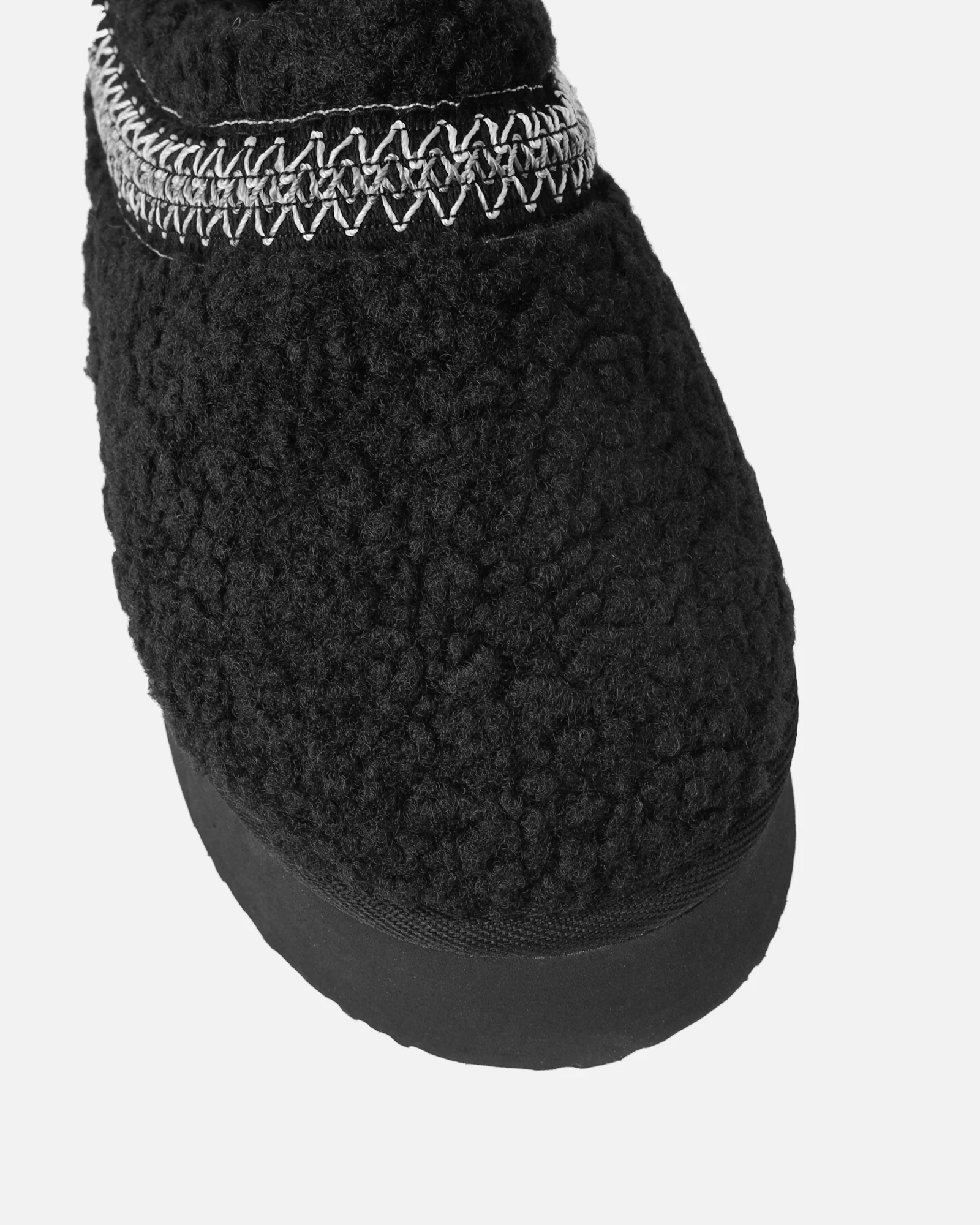 Oscar Black Teddy Faux Fur Flatform Slides - Image 4