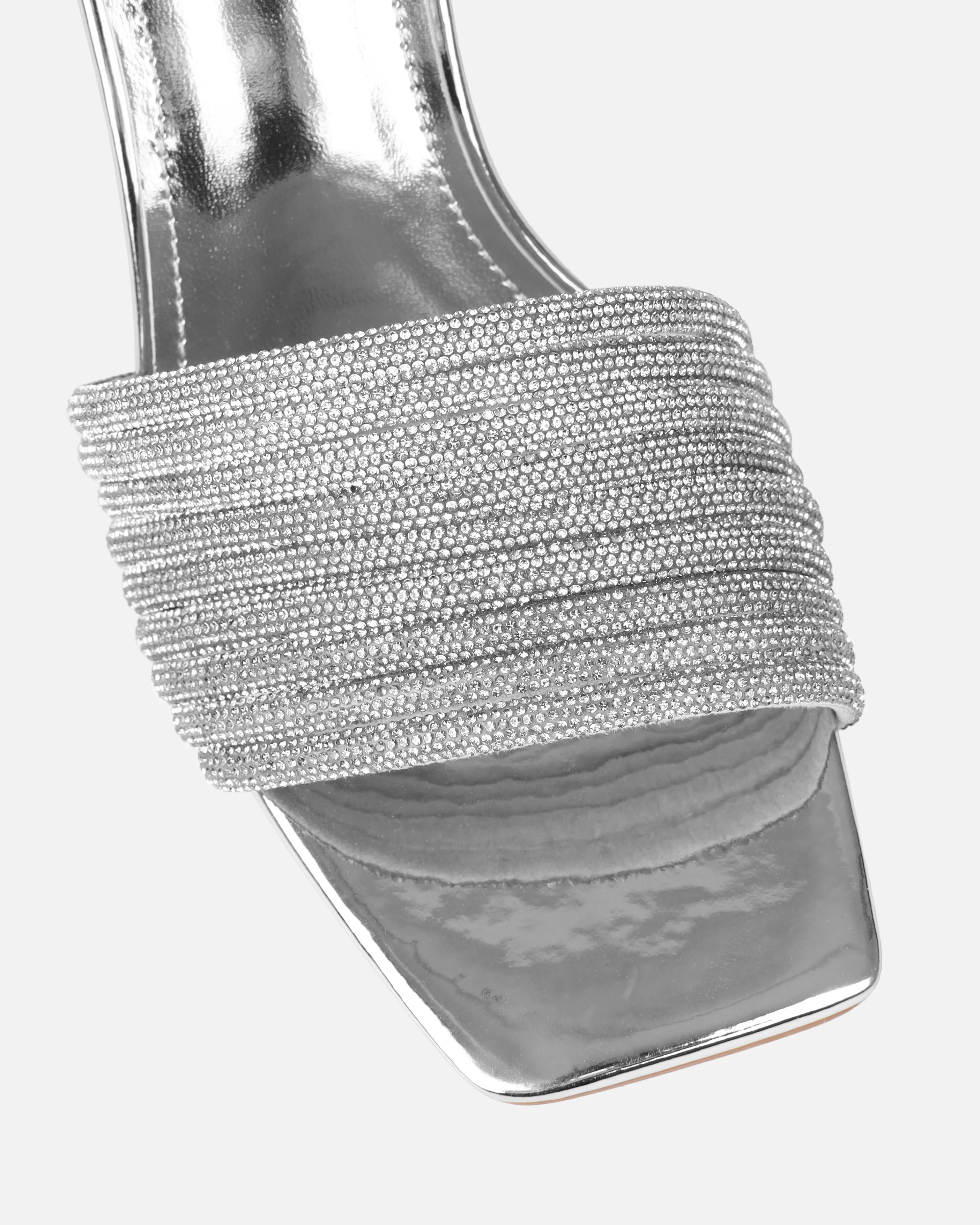 Paisley Silver Ombre Diamante Strappy Mid Heel Mules - Image 4