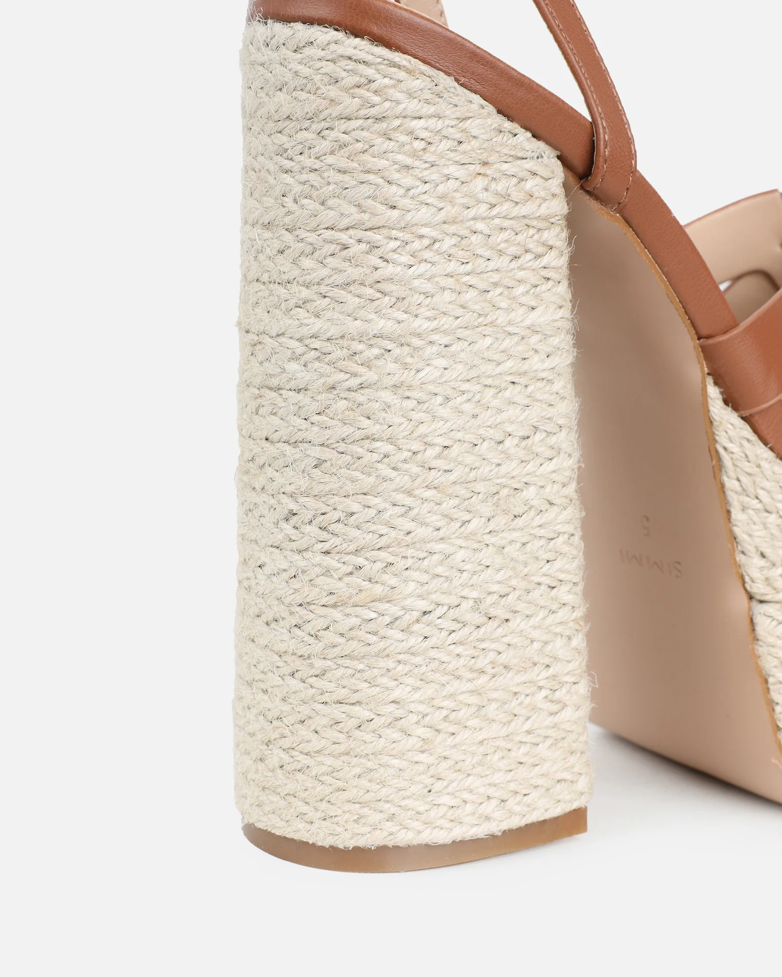 Papzi Tan Platform Heeled Sandals - Image 3