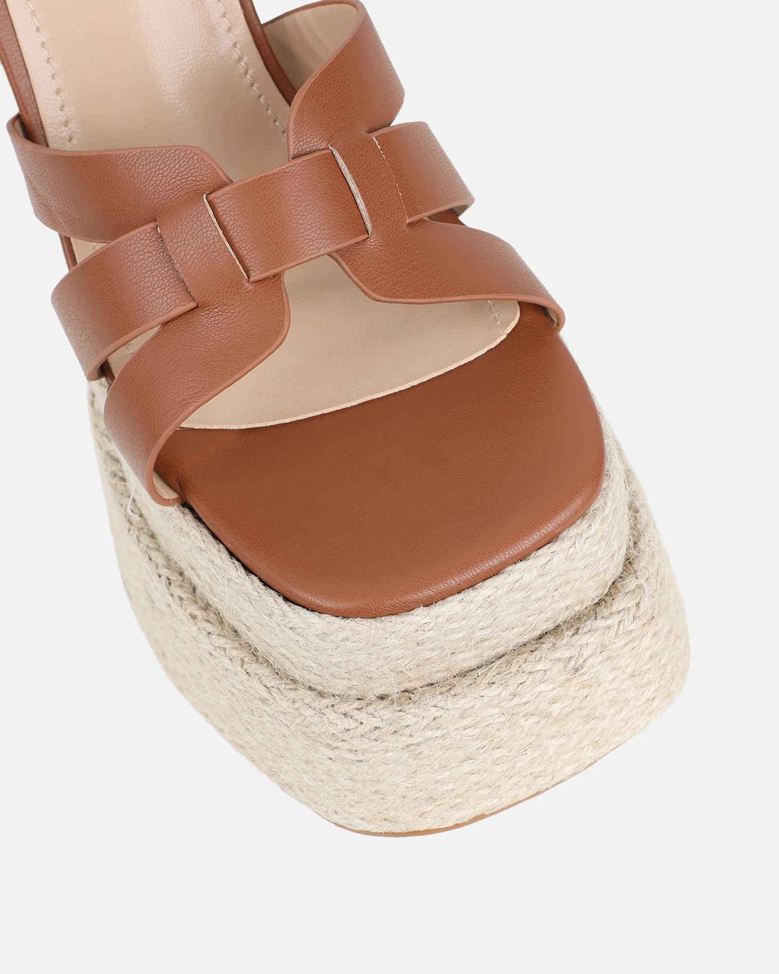 Papzi Tan Platform Heeled Sandals - Image 4