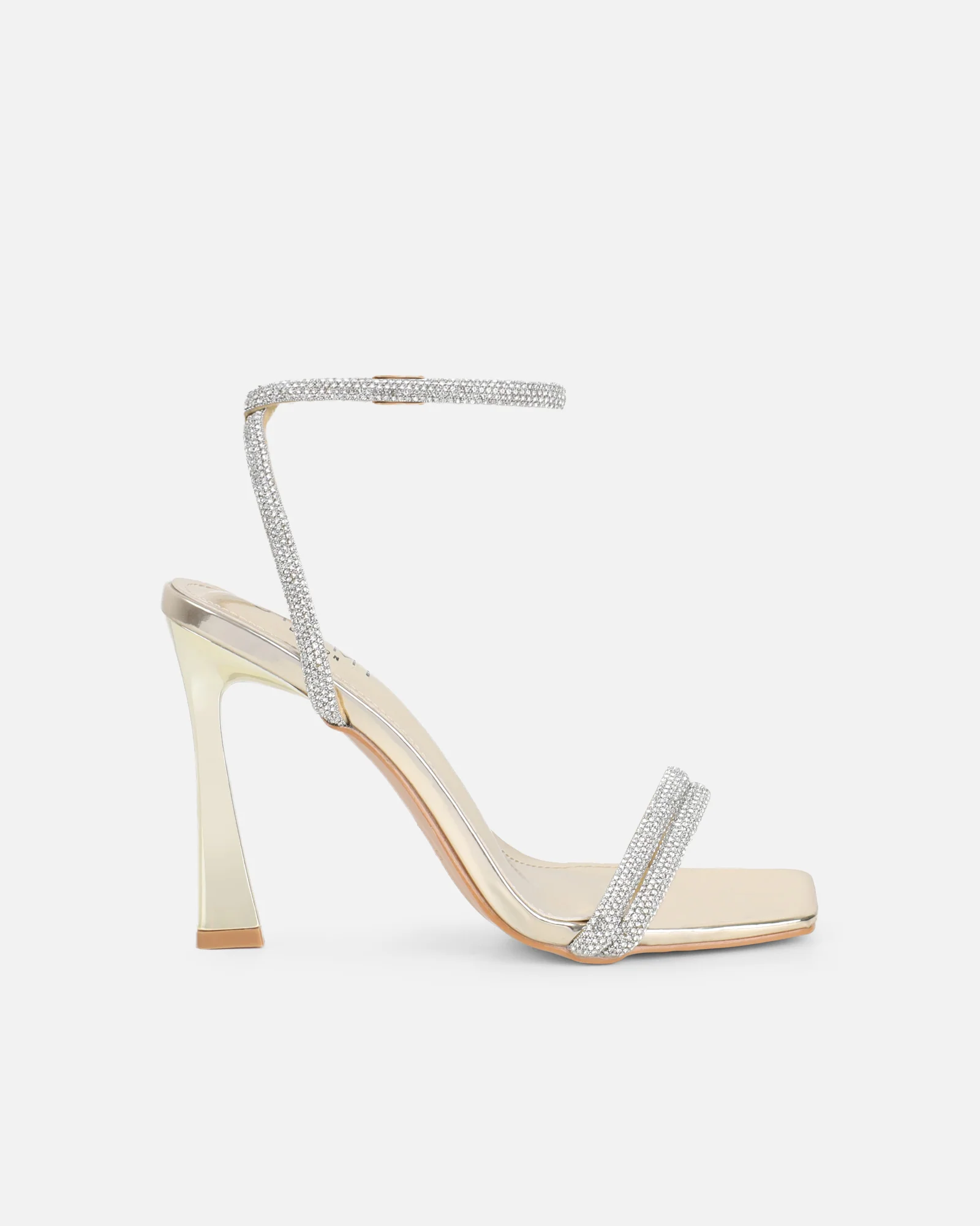 Pena Gold Mirror Diamante Heeled Sandals - Image 2