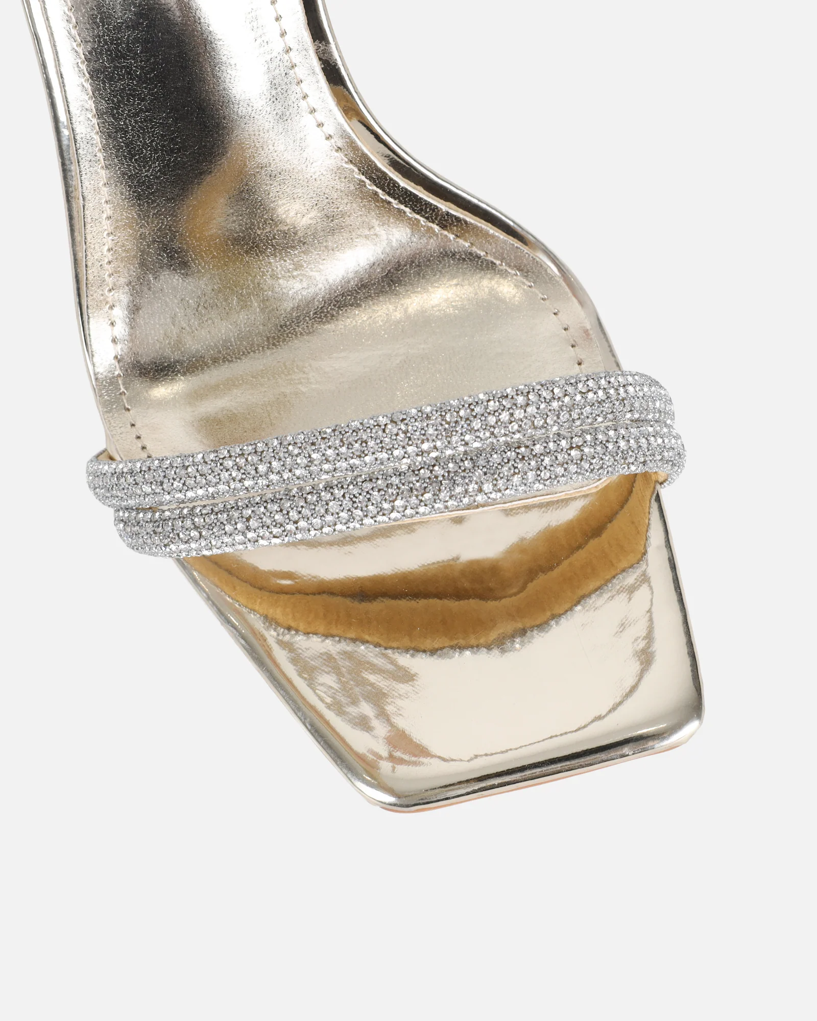 Pena Gold Mirror Diamante Heeled Sandals - Image 3