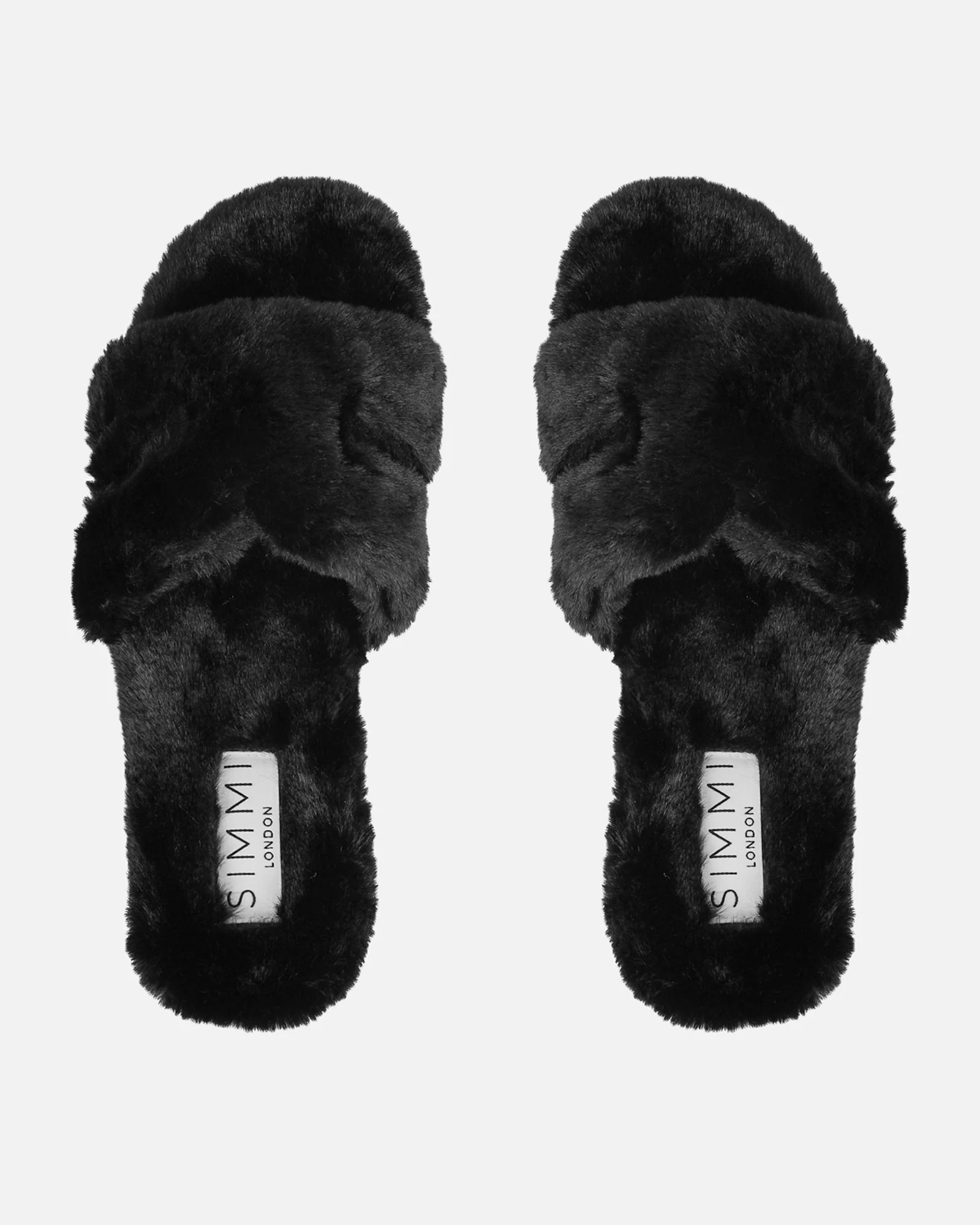 Polaris Black Faux Fur Slippers - Image 3