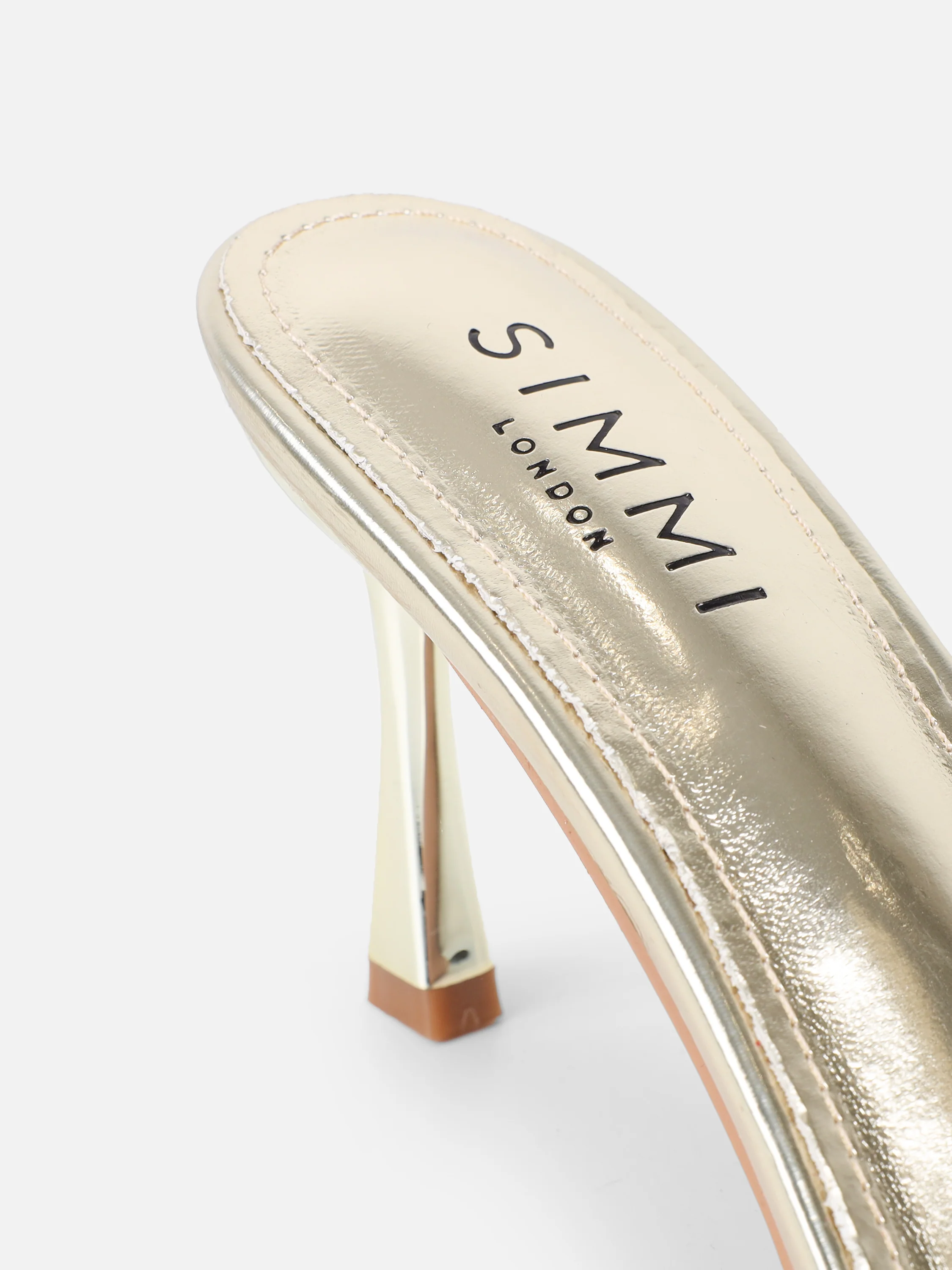 Polen Gold Metallic Bow Detail Mules - Image 3