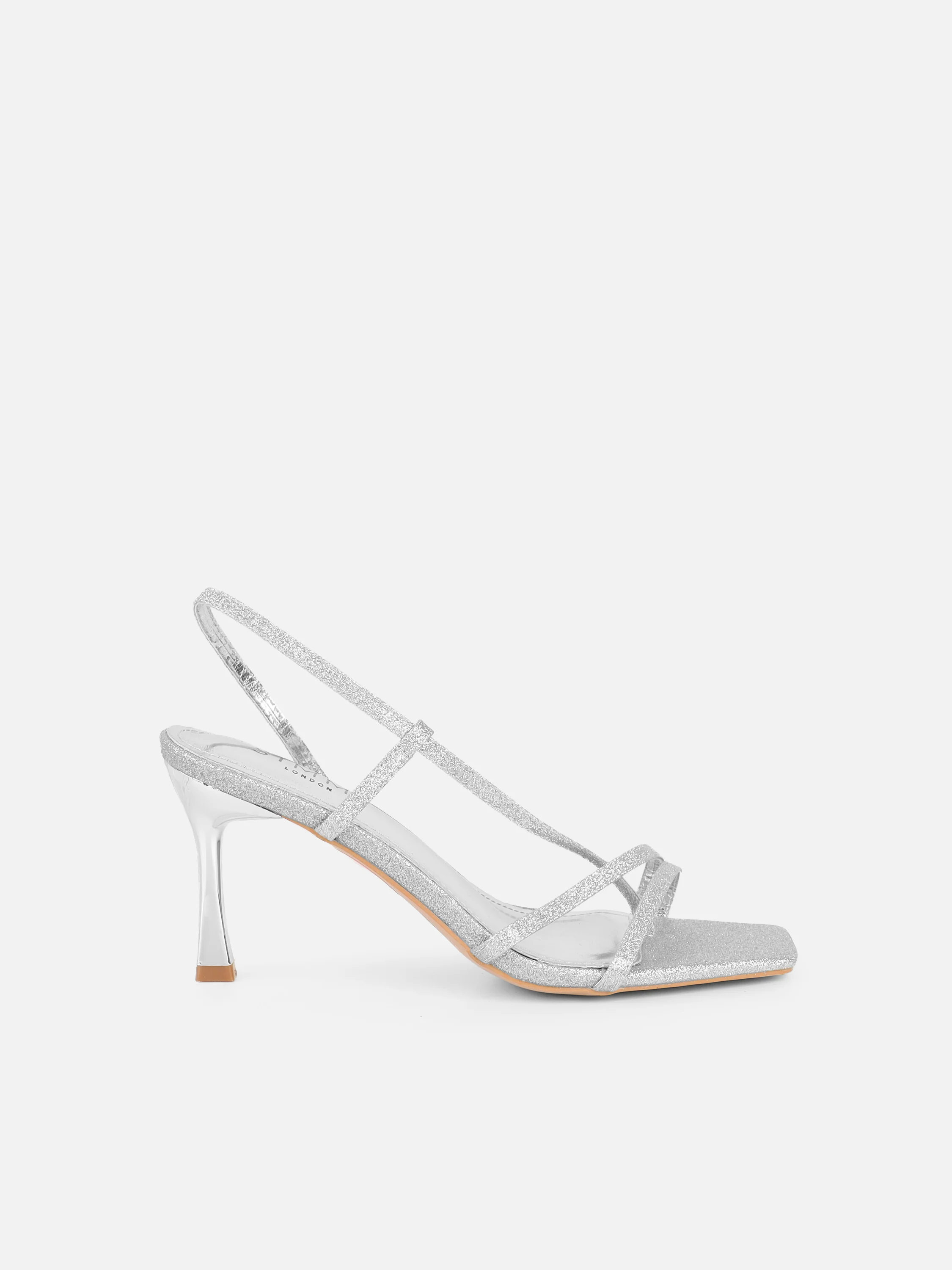 Pollis Silver Glitter Strappy Heeled Sandals - Image 2