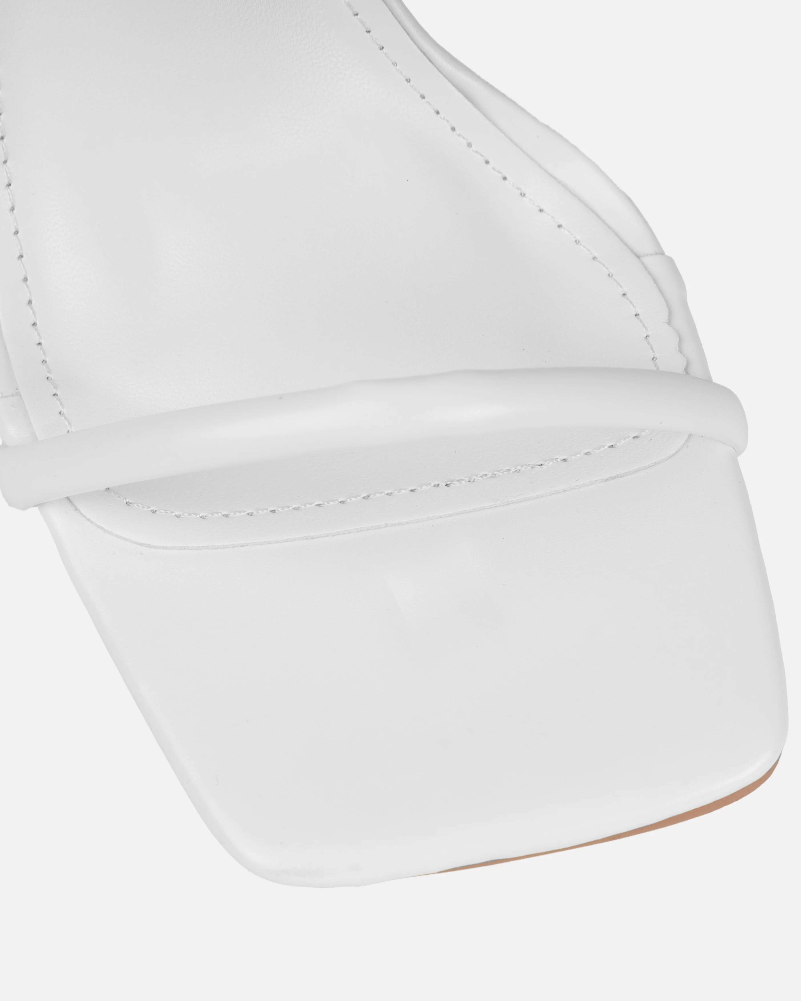 Pretti White Strappy Square Toe Diamante Heels - Image 4