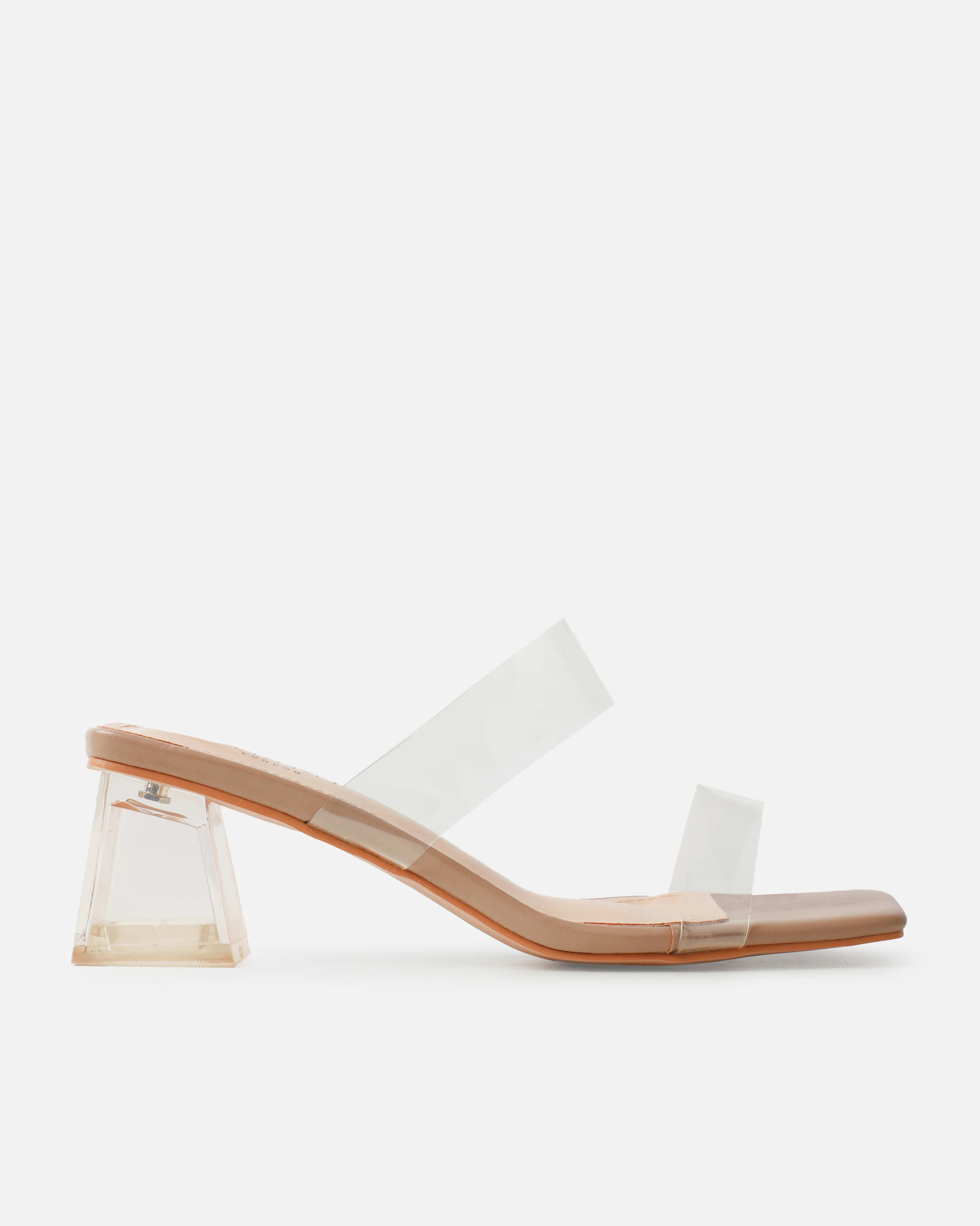 Priscilla Wide Fit Nude Clear Low Block Heels - Image 2