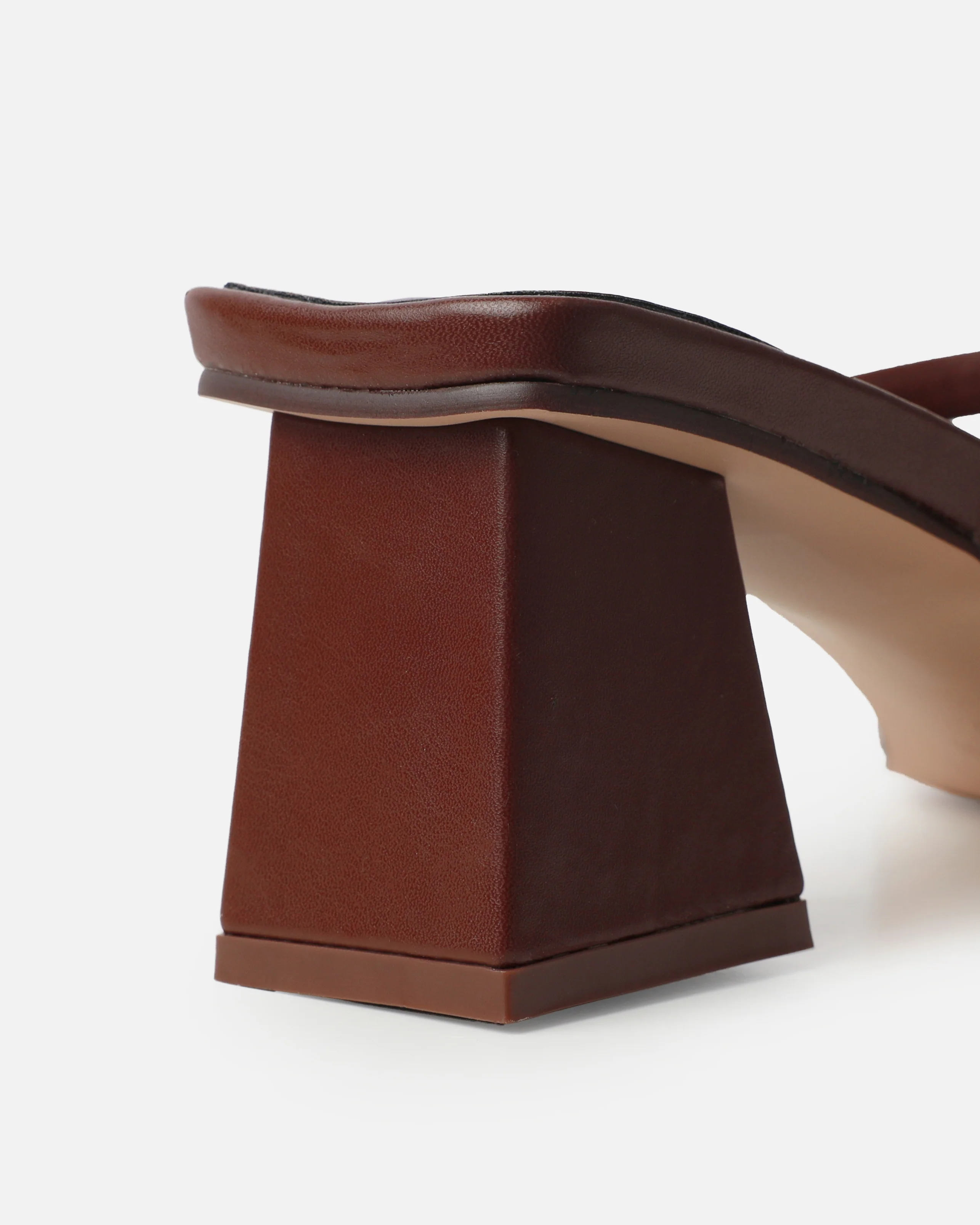 Prissy Chocolate Block Mid Heel Mules - Image 3