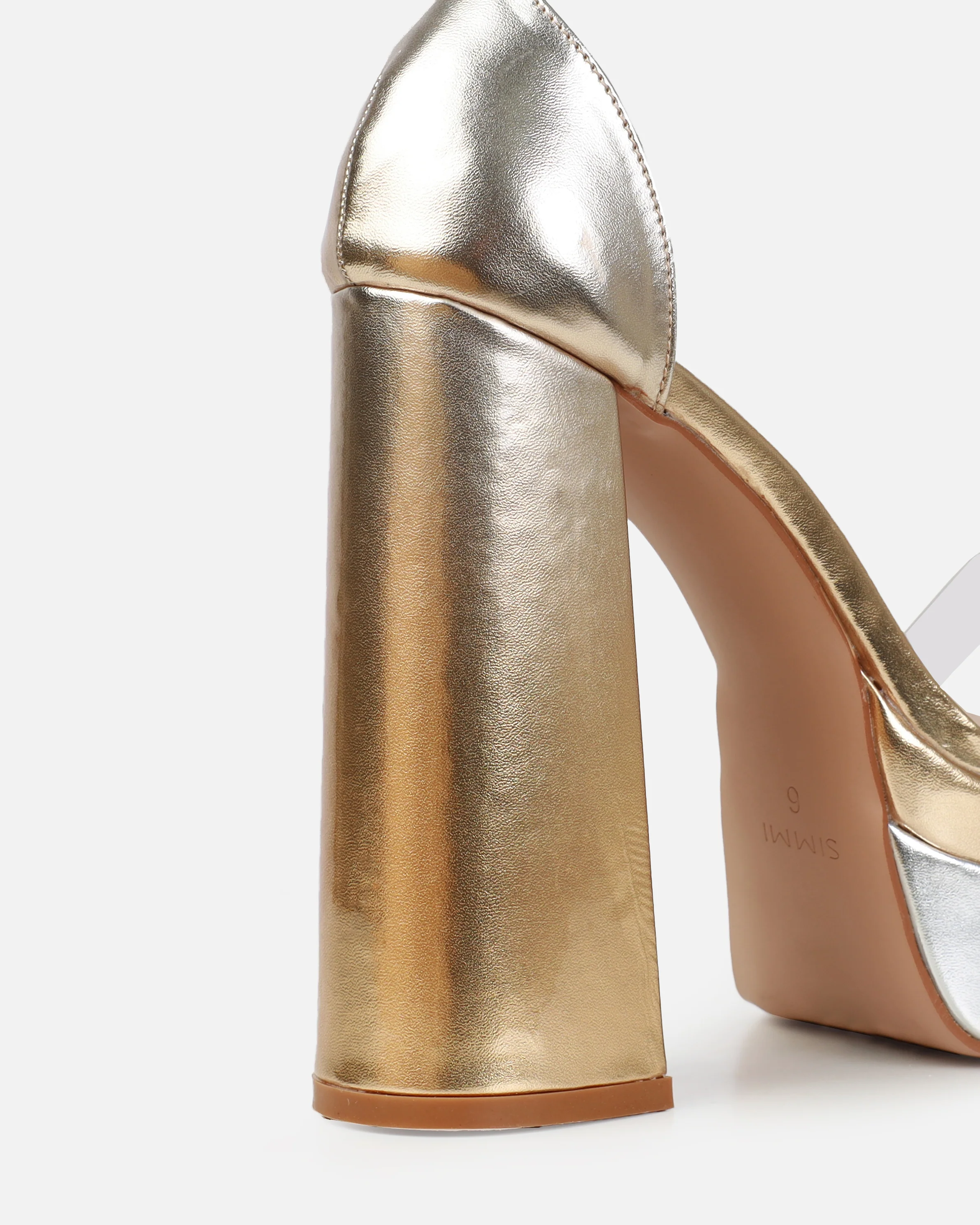 Rabiah Silver And Gold Ombre Clear Platform Heels - Image 3