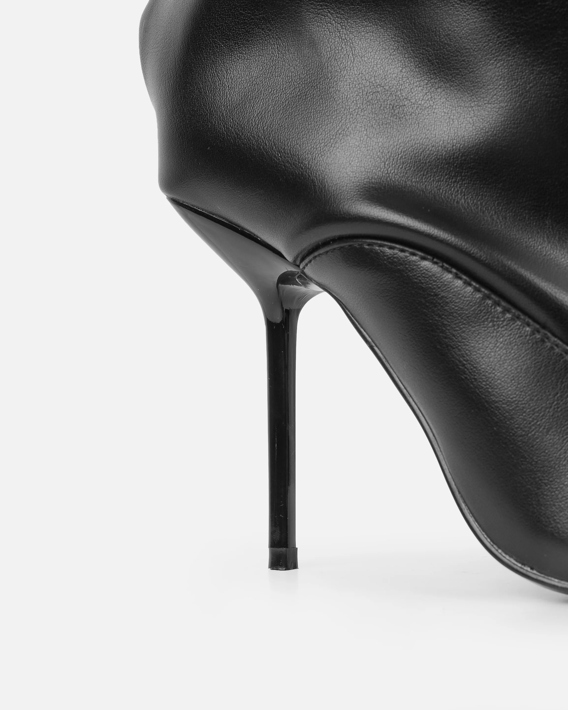 Rami Black Ruched Stiletto Knee High Boots - Image 3