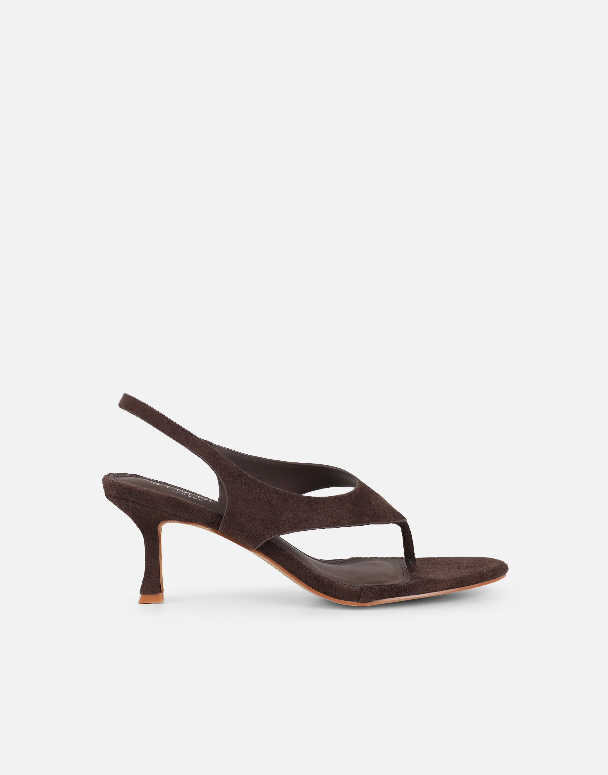 Raneece Brown Suede Toe Thong Heeled Sandals - Image 2