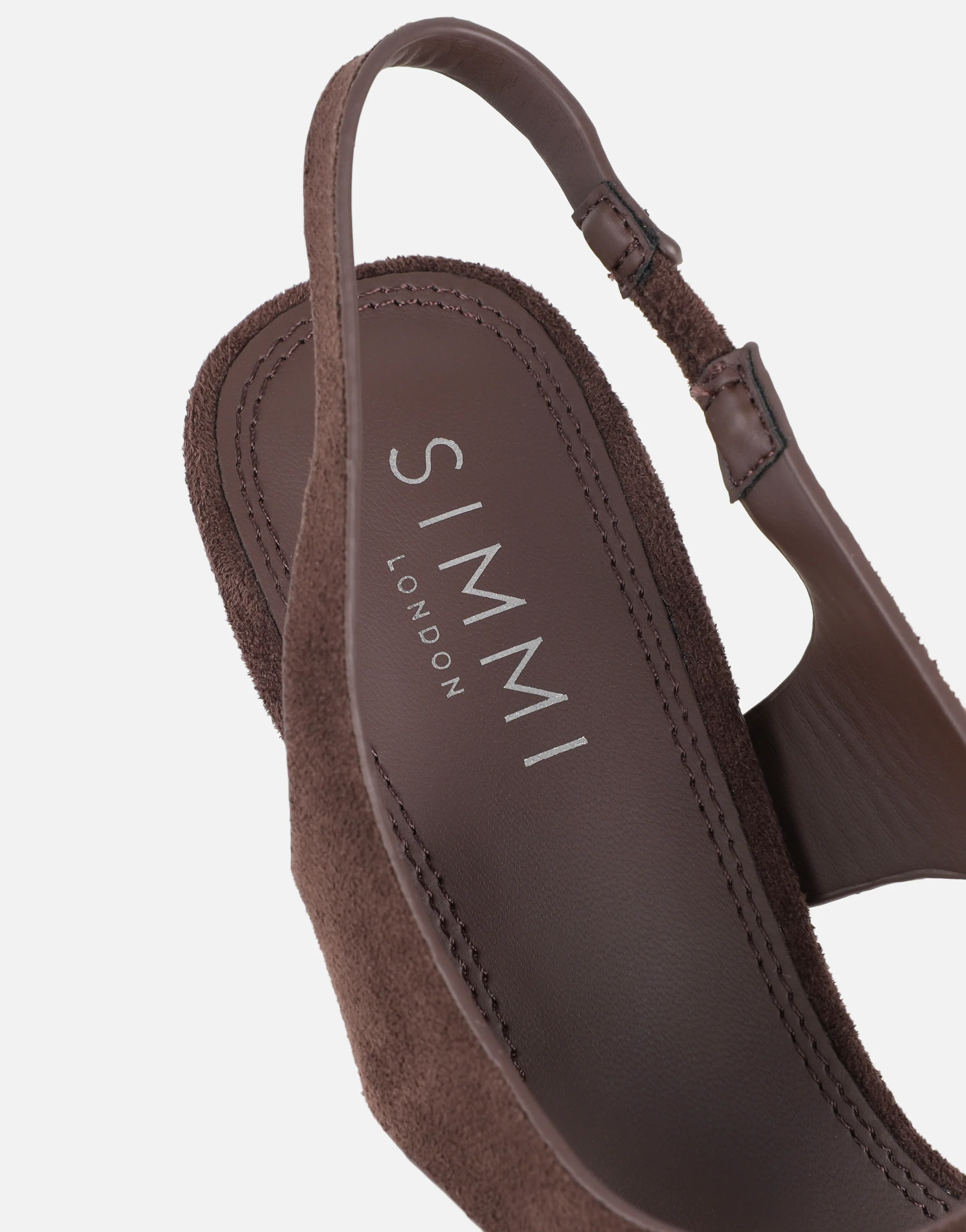 Raneece Brown Suede Toe Thong Heeled Sandals - Image 3