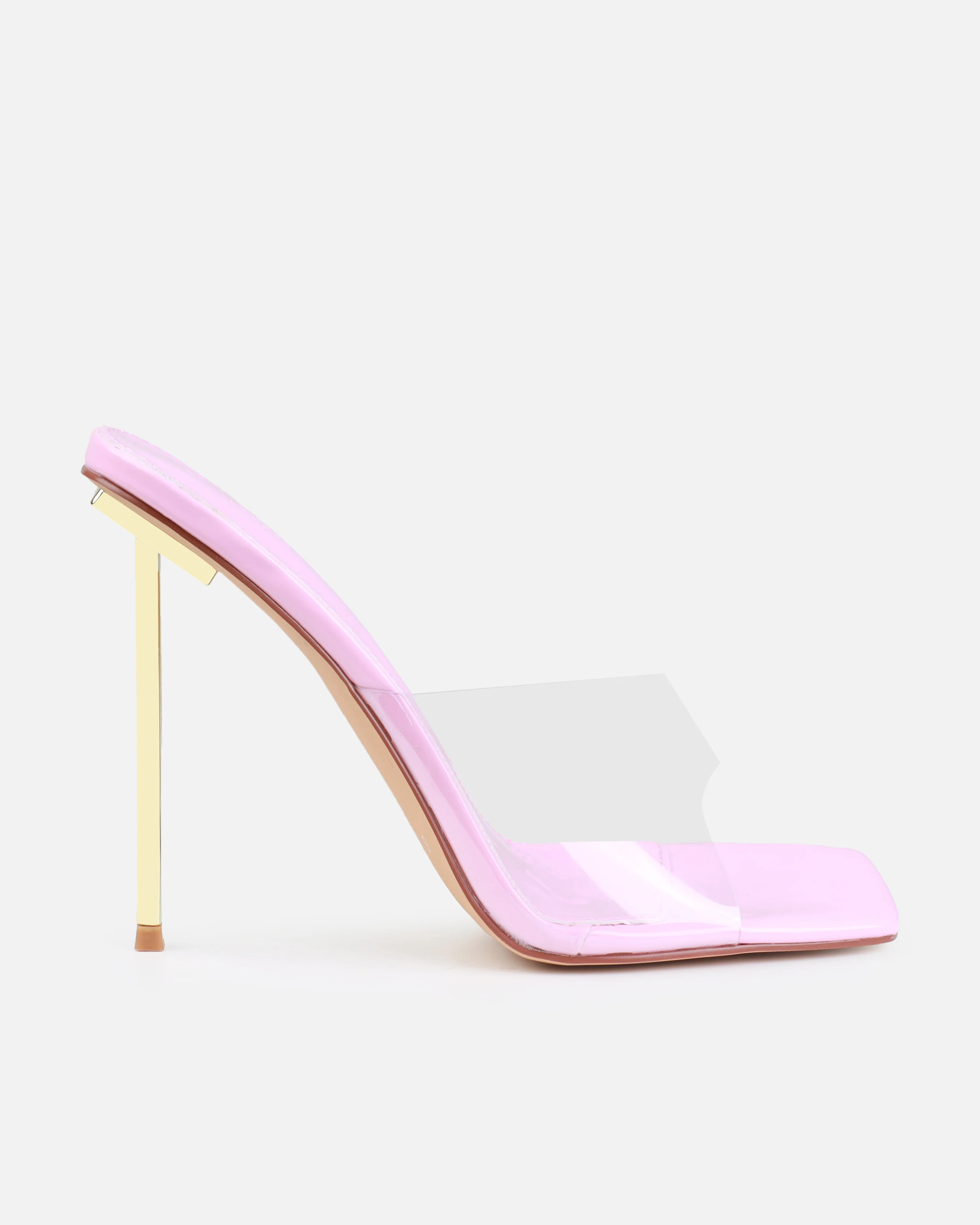Raye Pink Clear Square Toe Stiletto Mules - Image 2