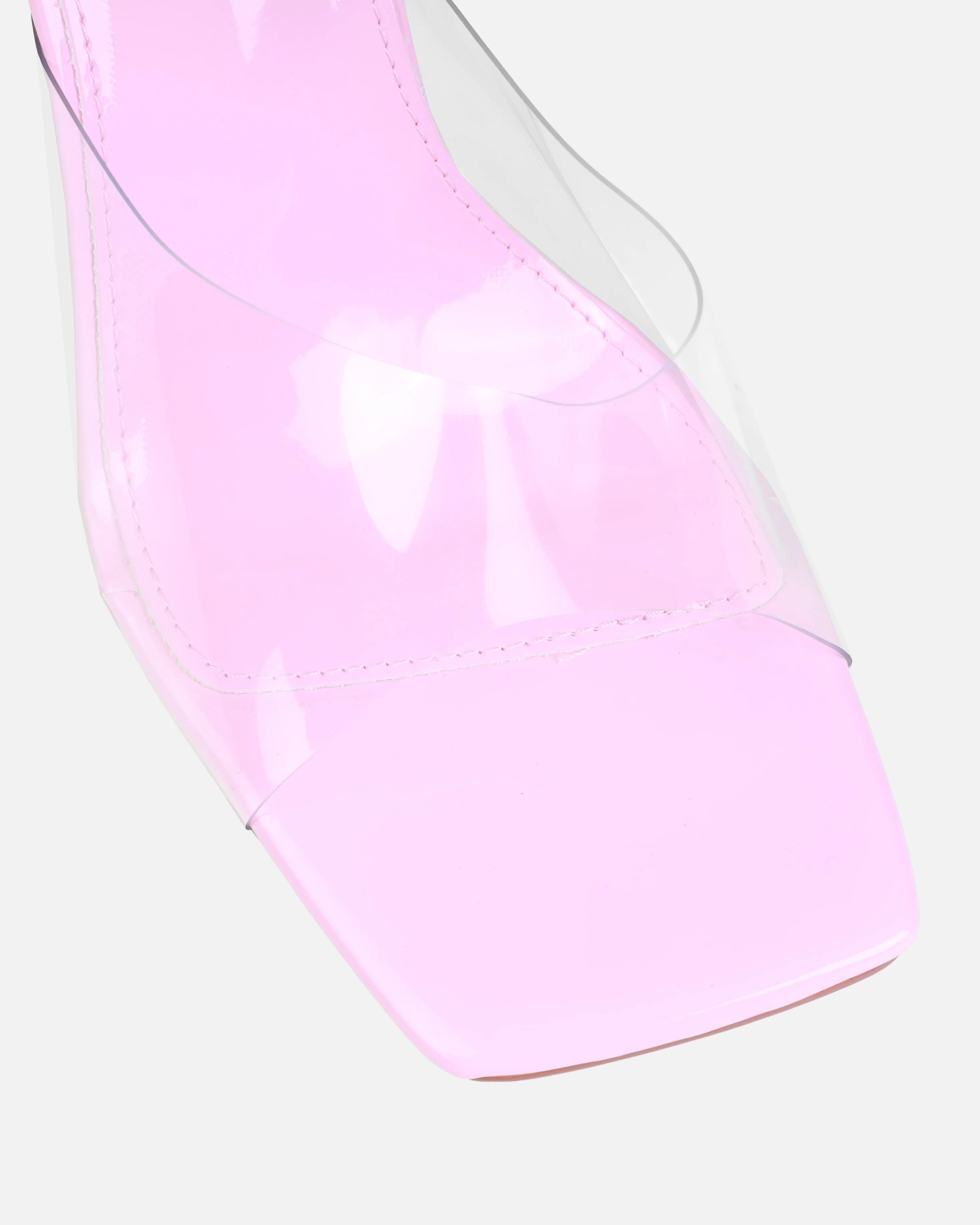 Raye Pink Clear Square Toe Stiletto Mules - Image 4
