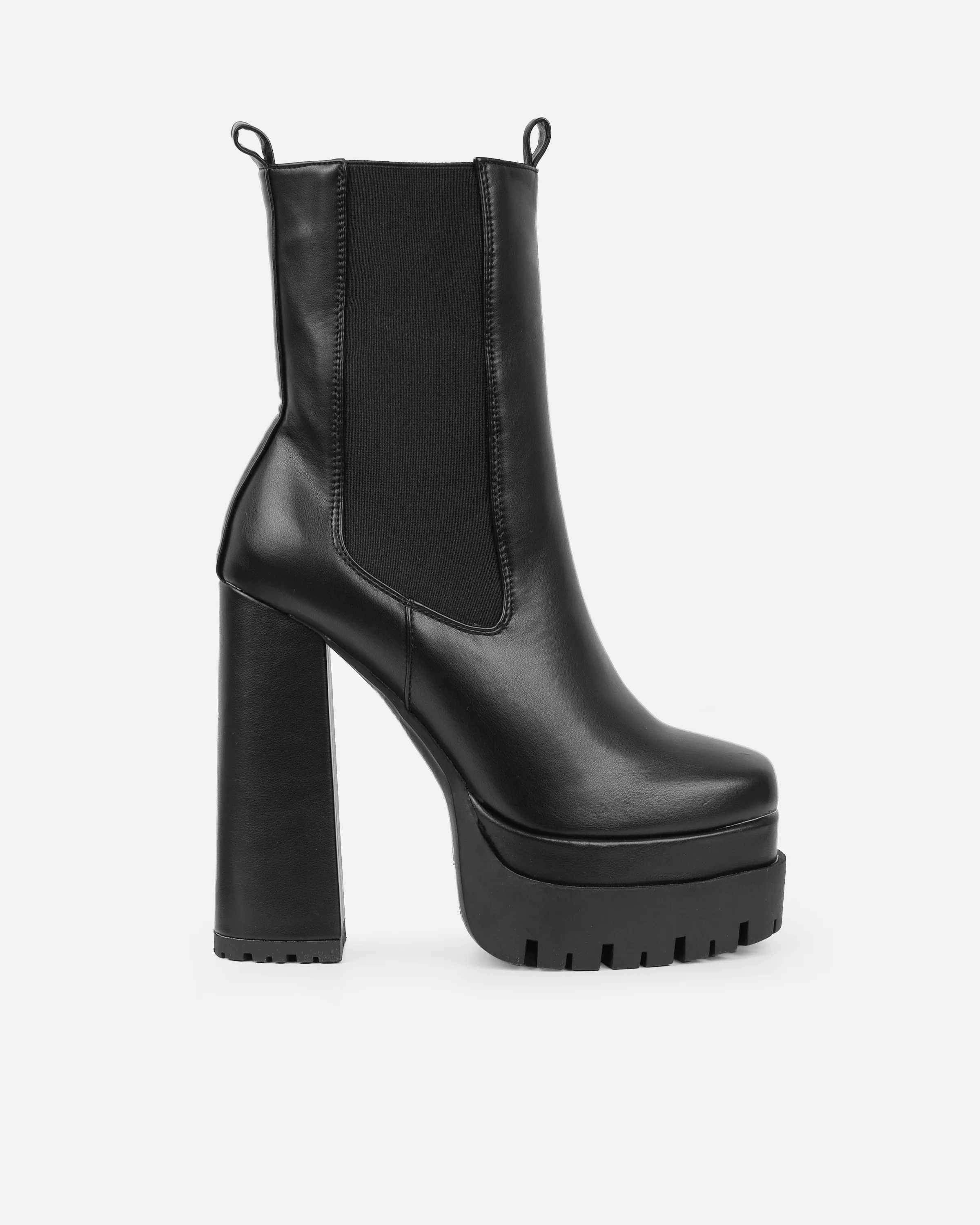 Reiss Black Chunky Chelsea Platform Block Heel Ankle Boots - Image 2