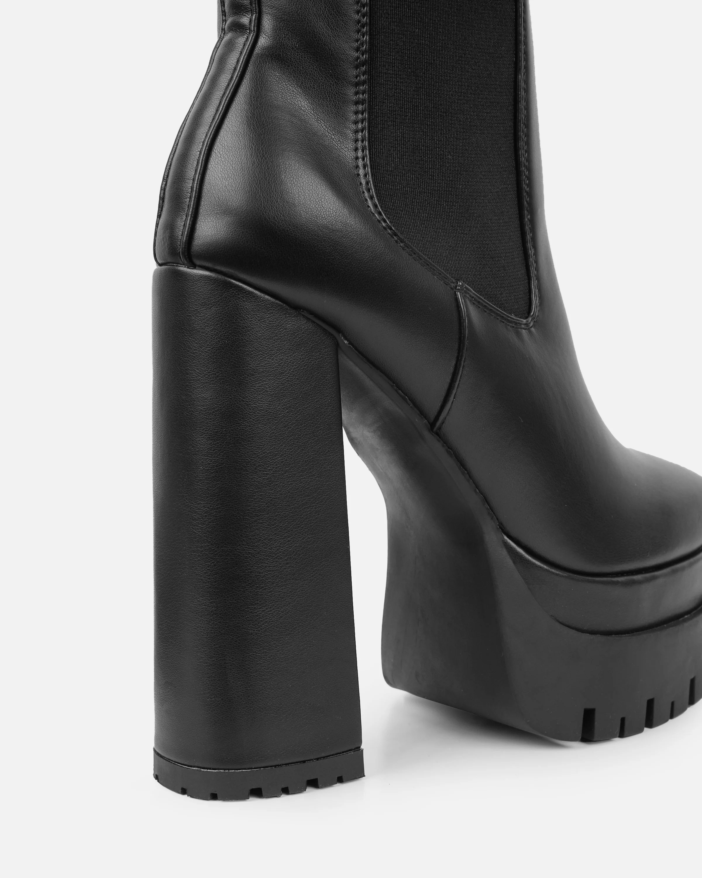 Reiss Black Chunky Chelsea Platform Block Heel Ankle Boots - Image 3