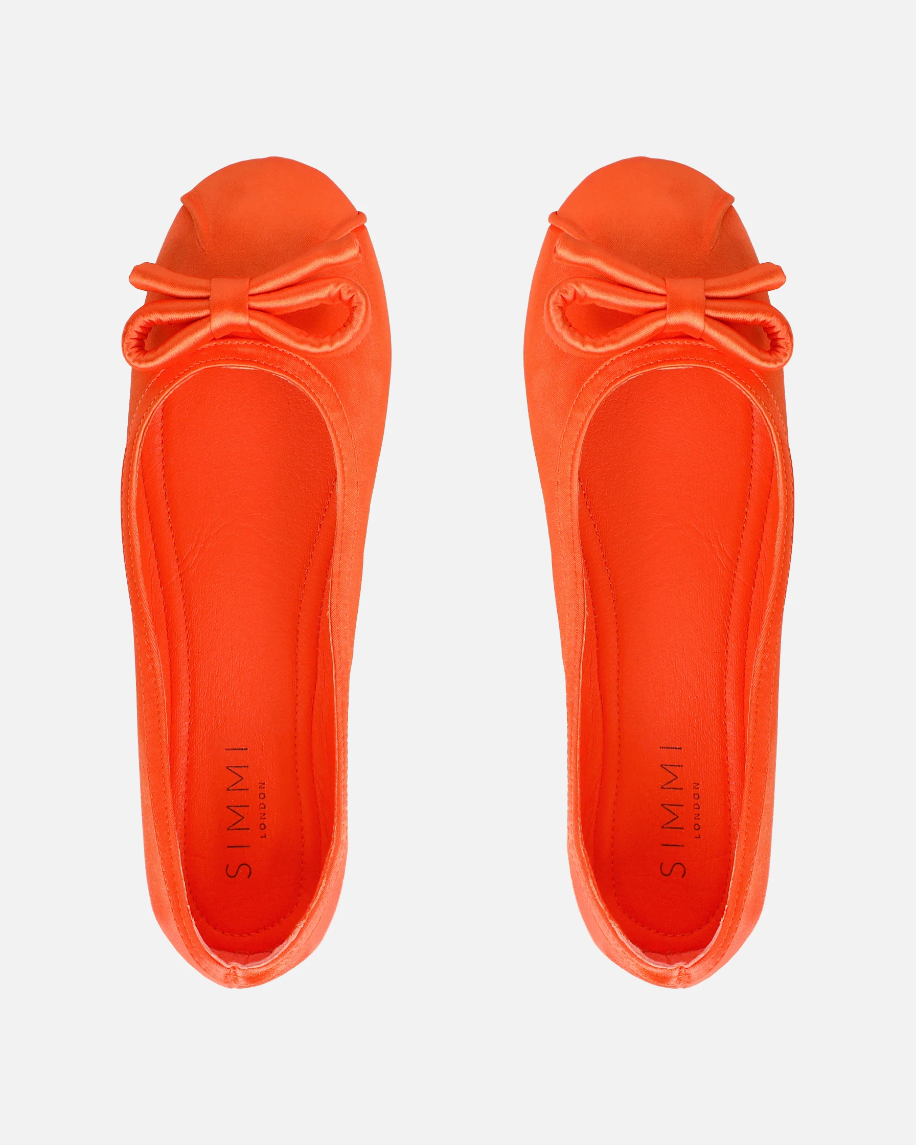 Romanne Orange Satin Ballet Flats - Image 3