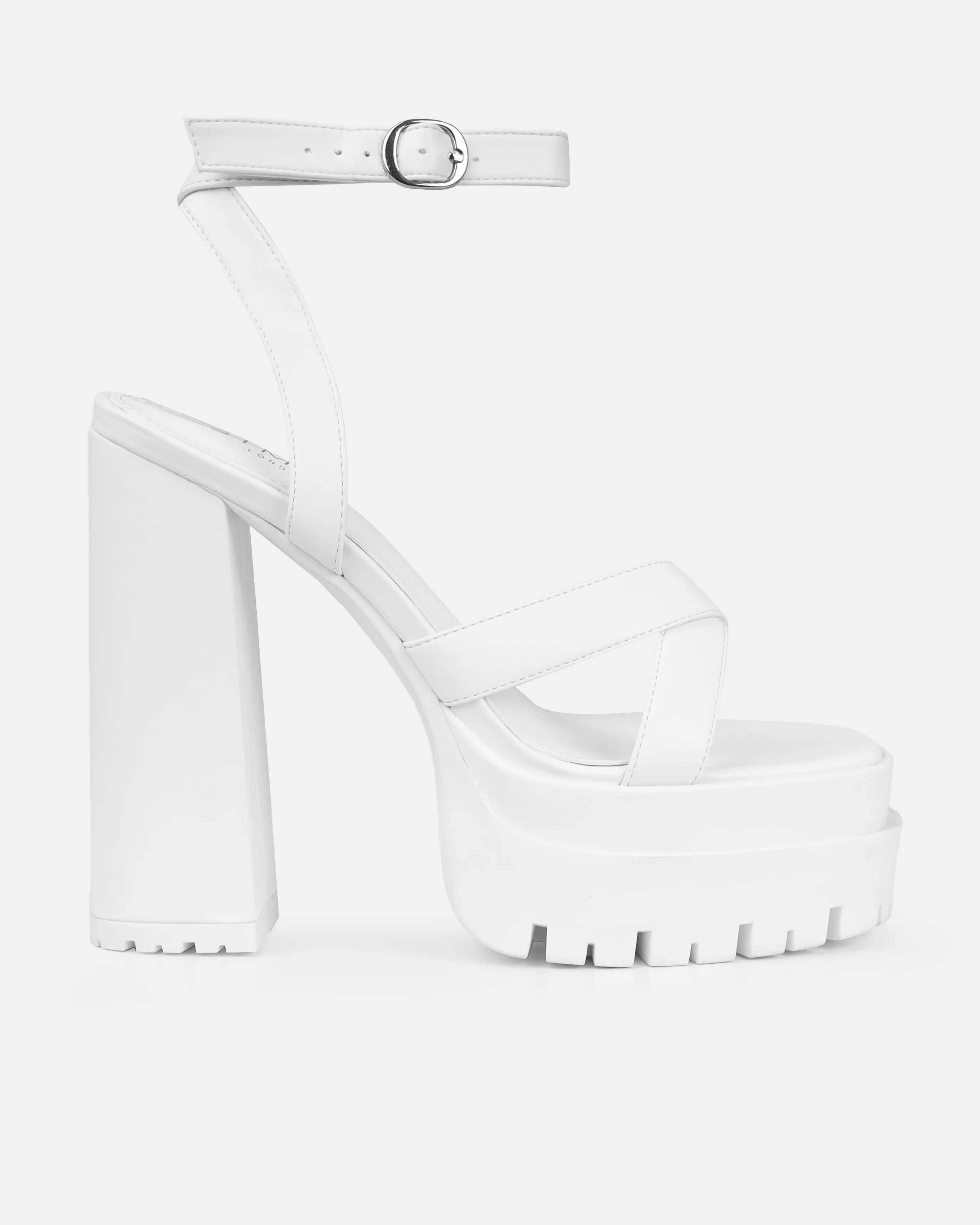 Roshan White Platform Block Heels - Image 2