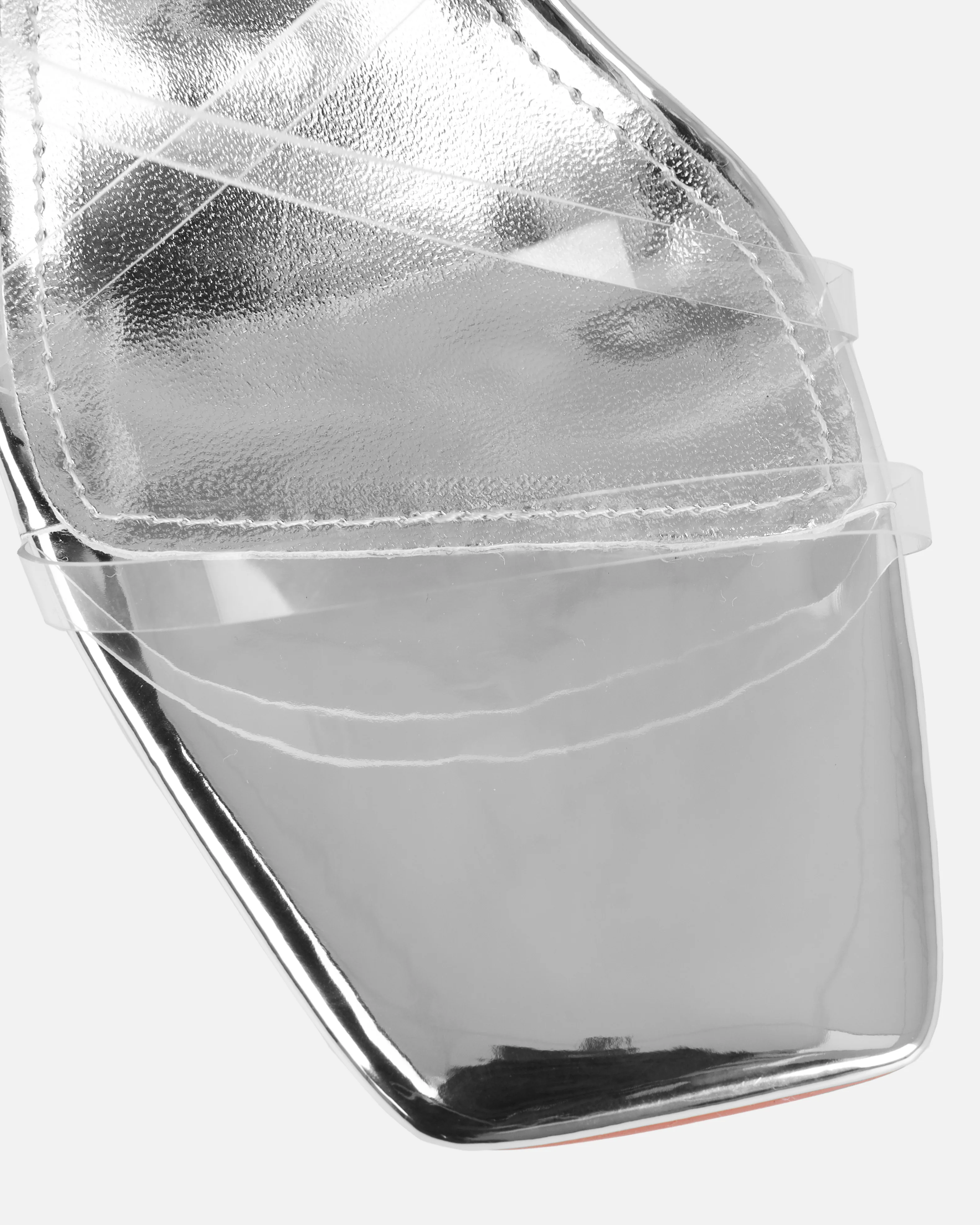 Roze Silver Metallic Clear Gem Block Heels - Image 4