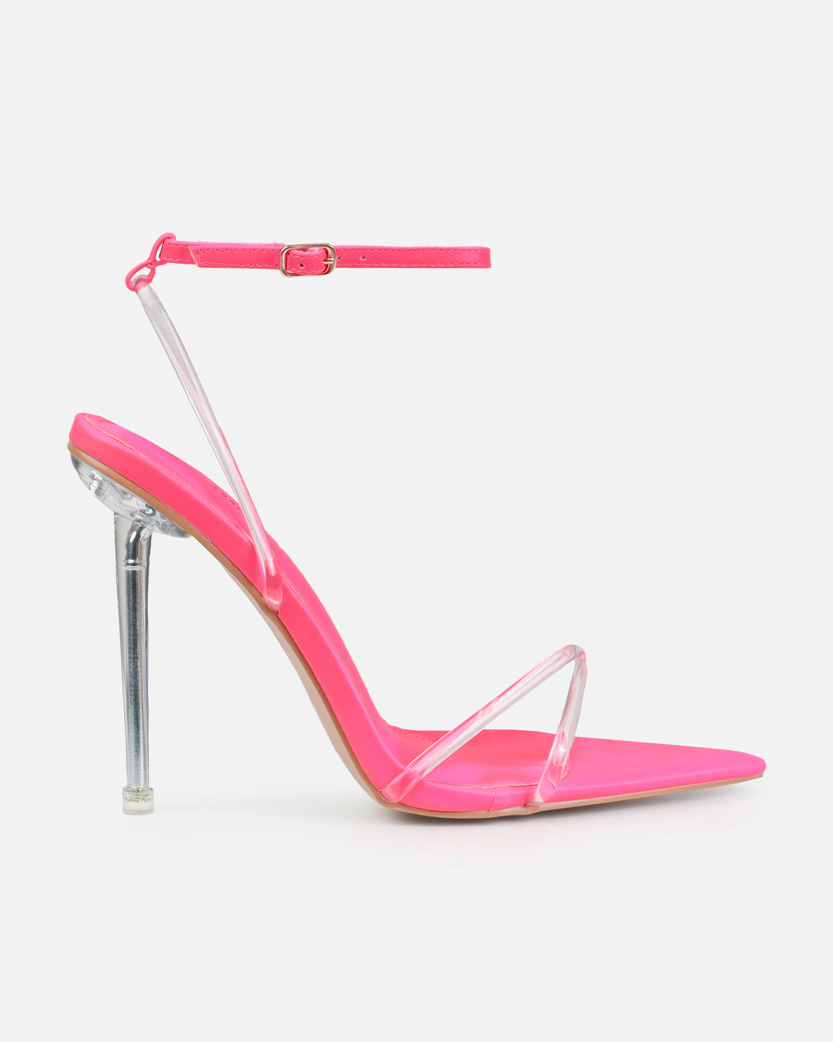 Sade Neon Pink Clear Stiletto Heels - Image 2