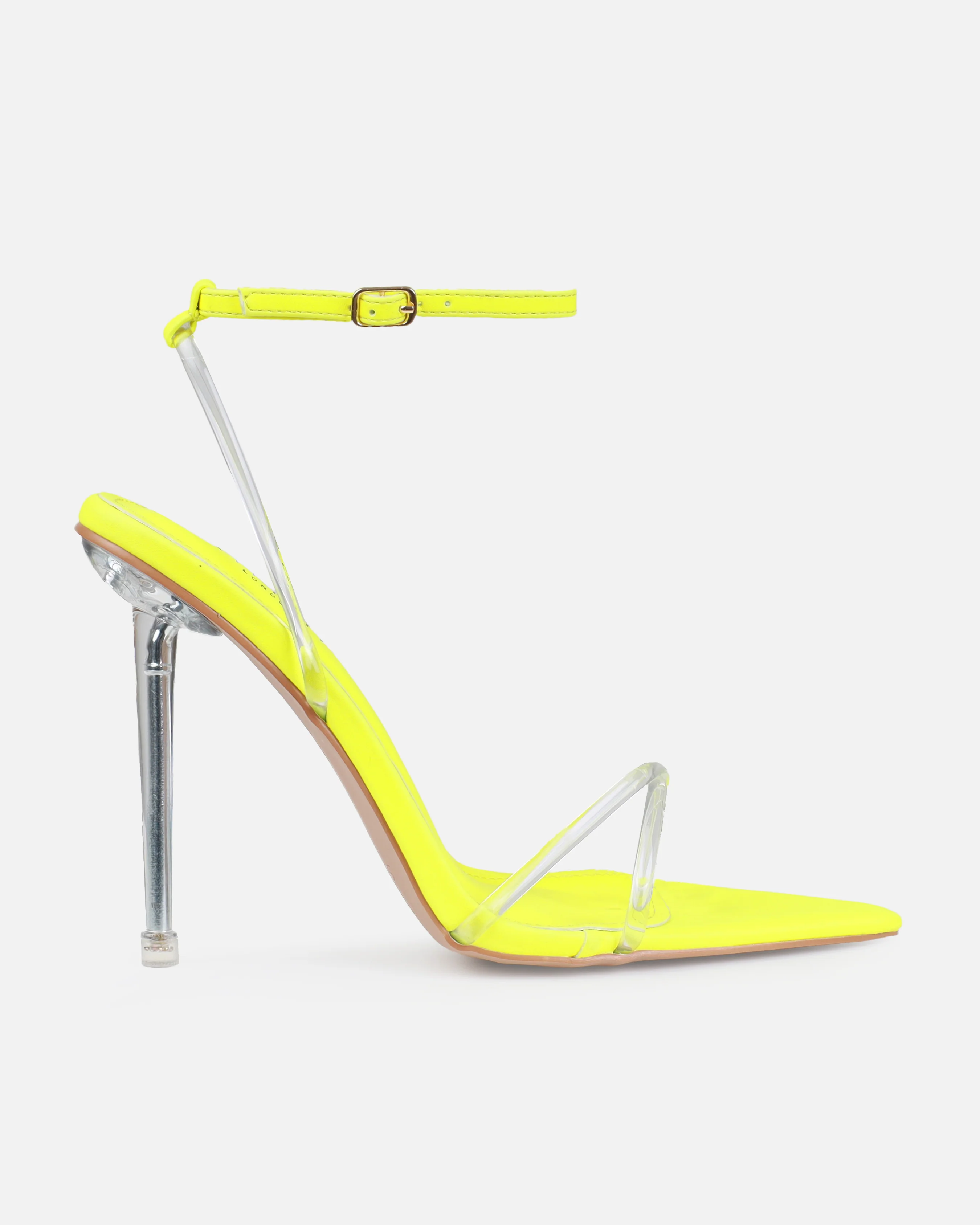 Sade Neon Yellow Clear Stiletto Heels - Image 2