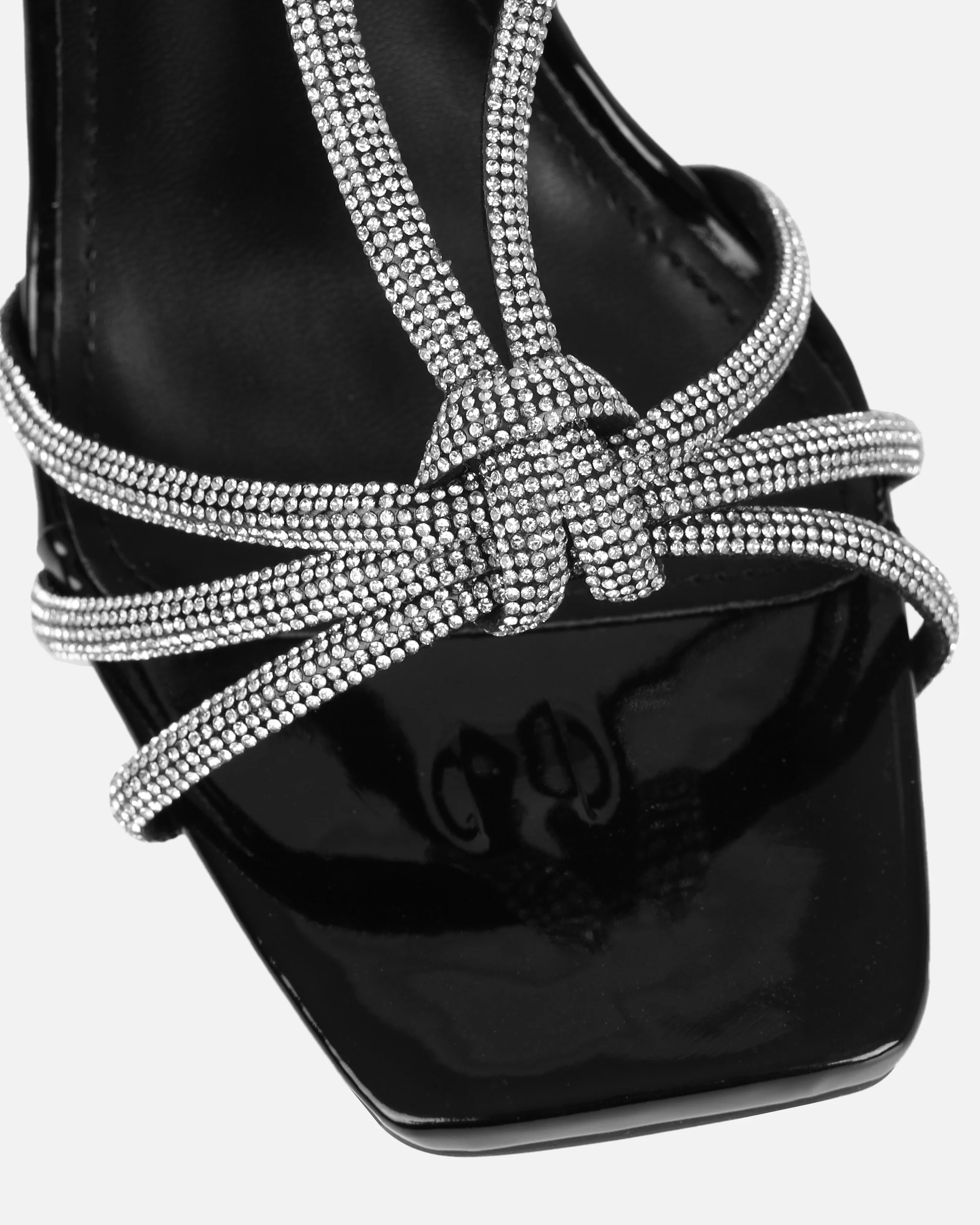 Saffy Black Patent Diamante Heels - Image 4