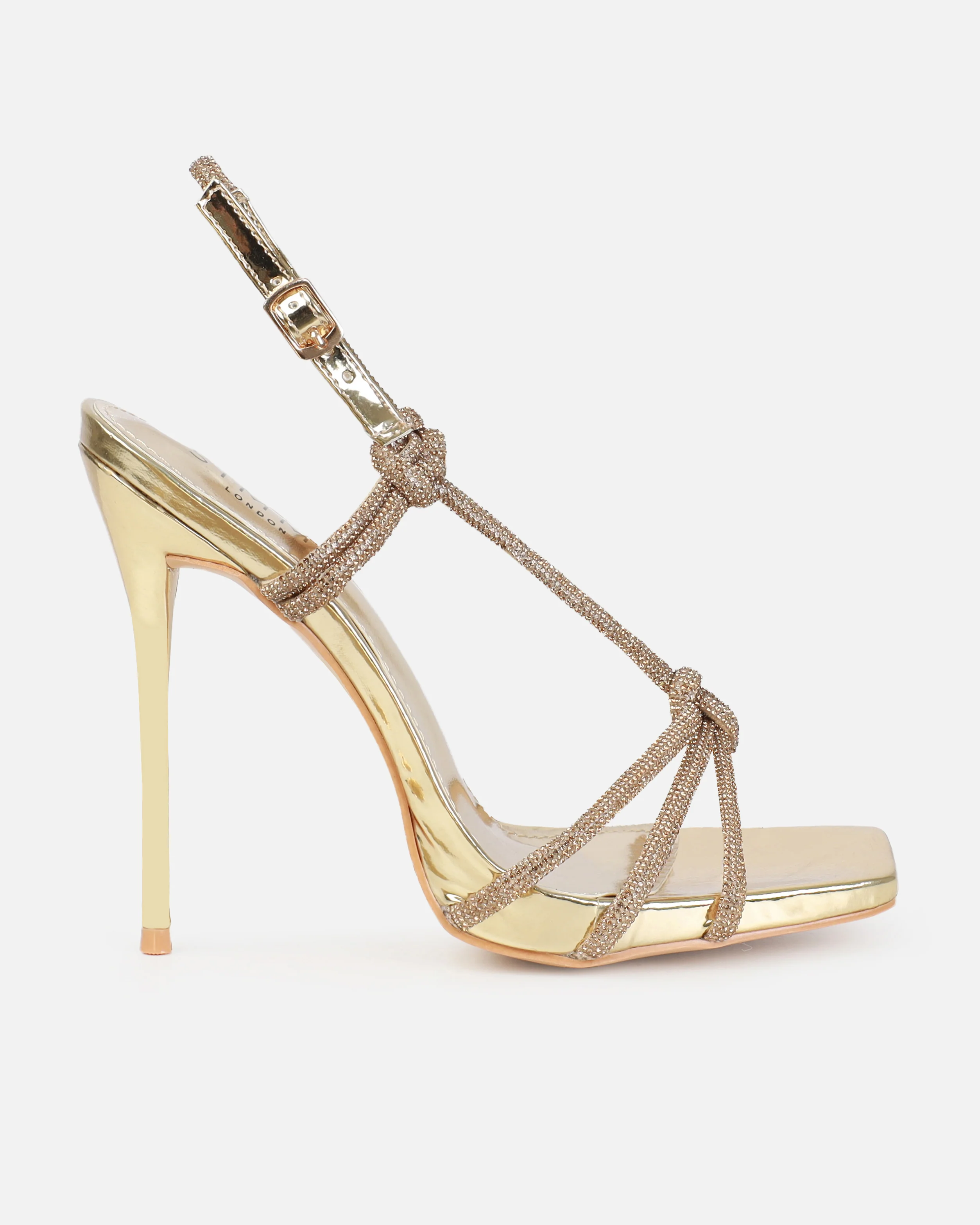Saffy Gold Mirror Diamante Heels - Image 2