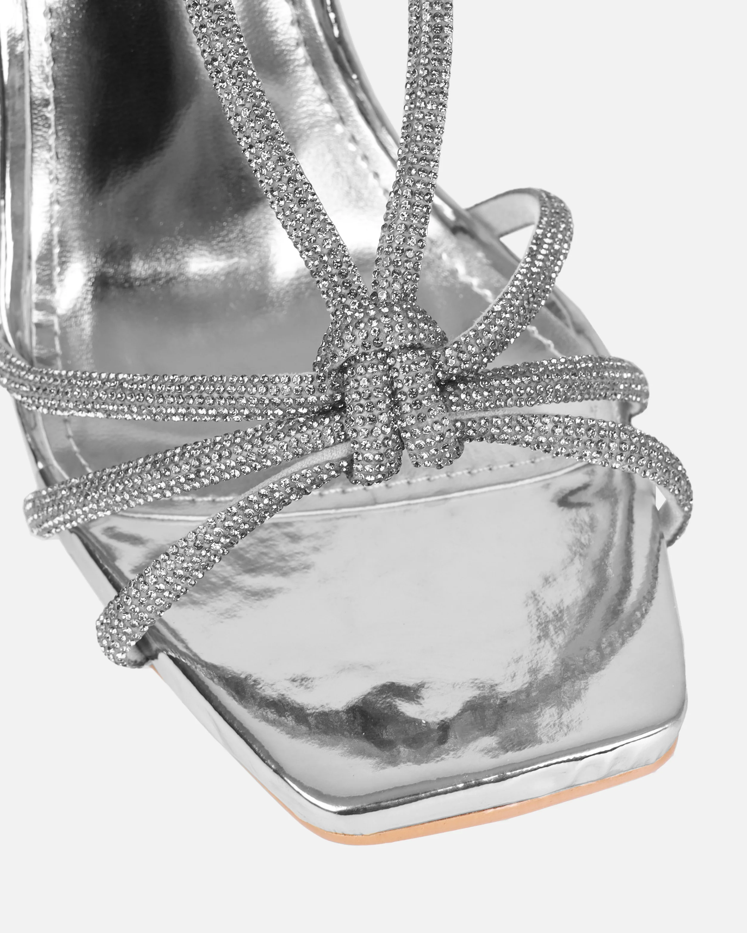 Saffy Silver Mirror Diamante Heels - Image 4