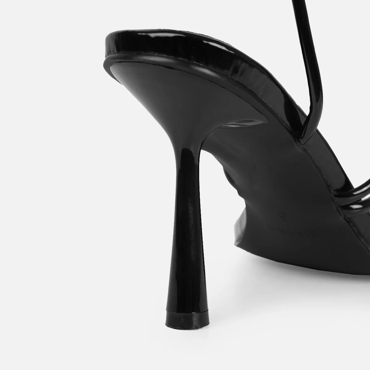 Safiyah Wide Fit Black Patent Strappy Heels - Image 2