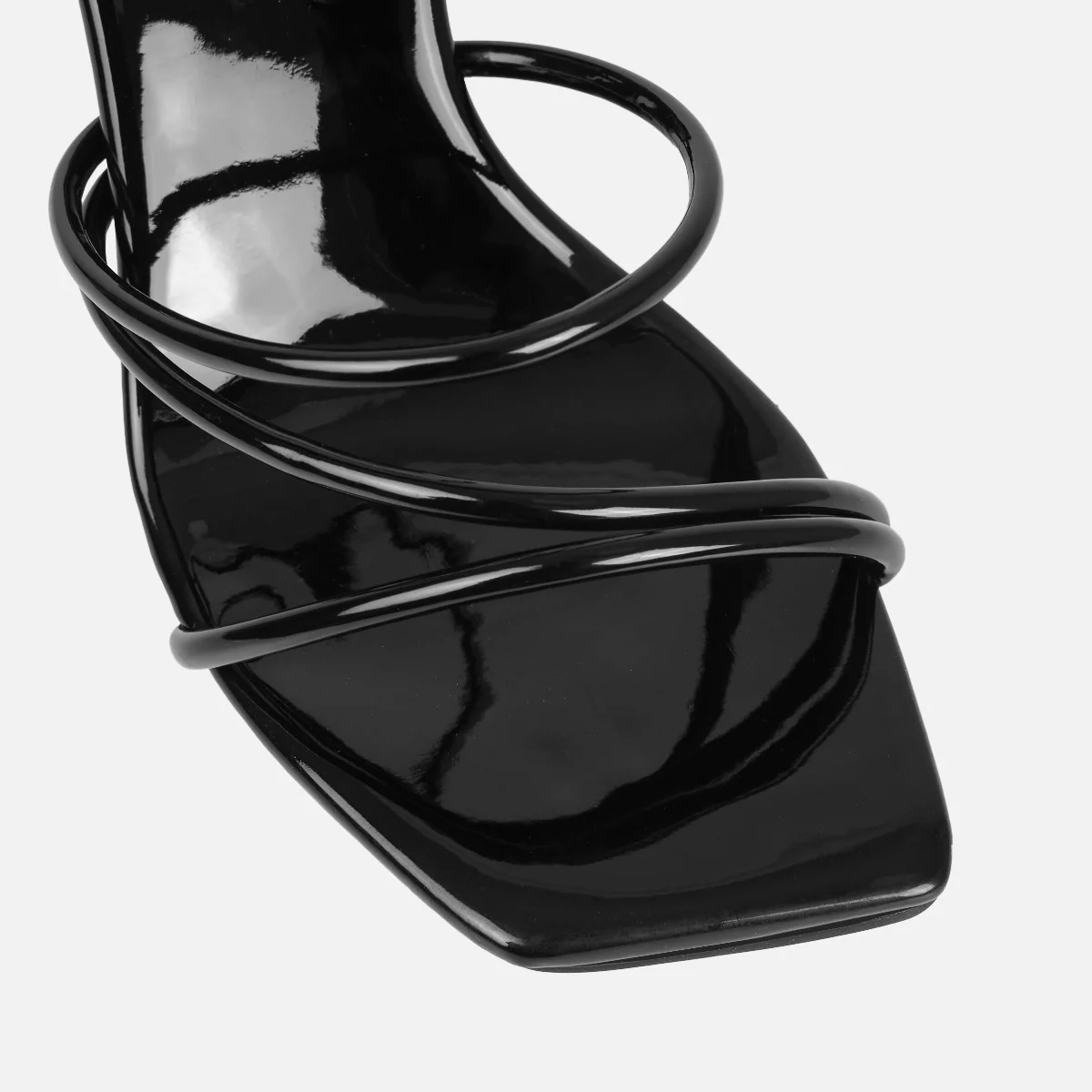 Safiyah Wide Fit Black Patent Strappy Heels - Image 3