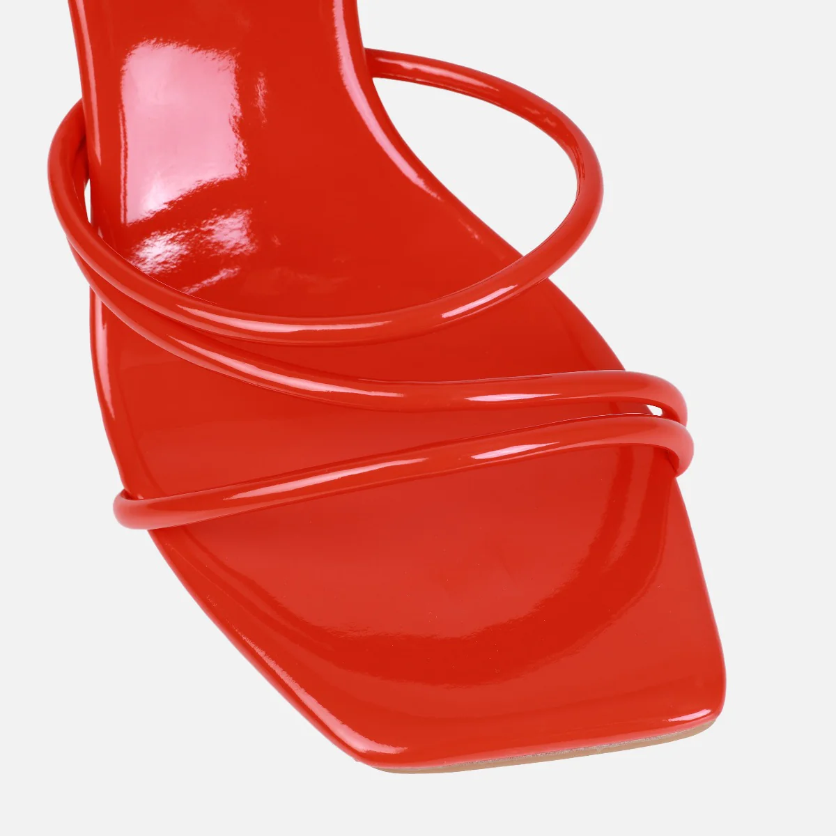 Safiyah Wide Fit Orange Patent Strappy Heels - Image 3