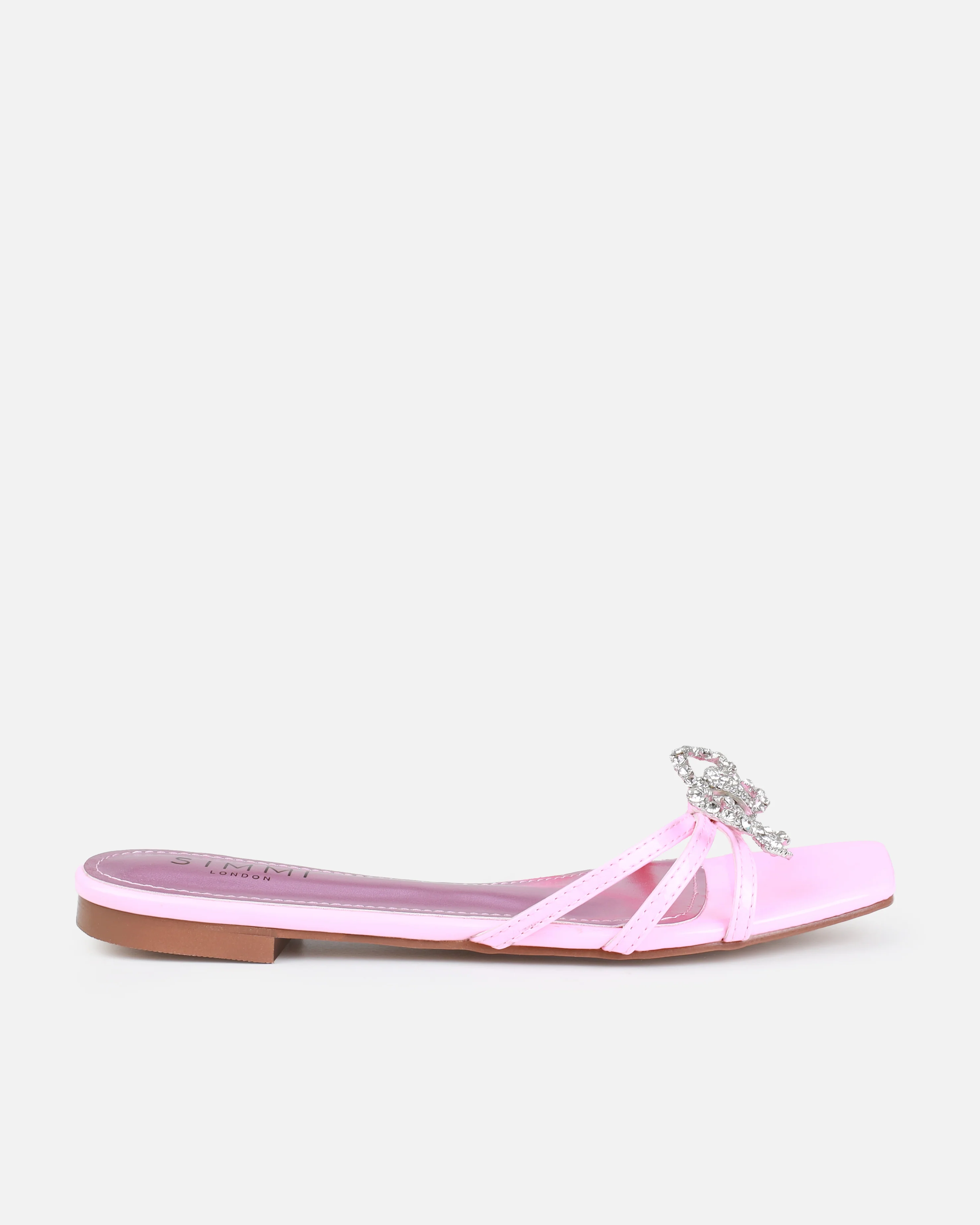 Santos Baby Pink Diamante Bow Flat Sandals - Image 2