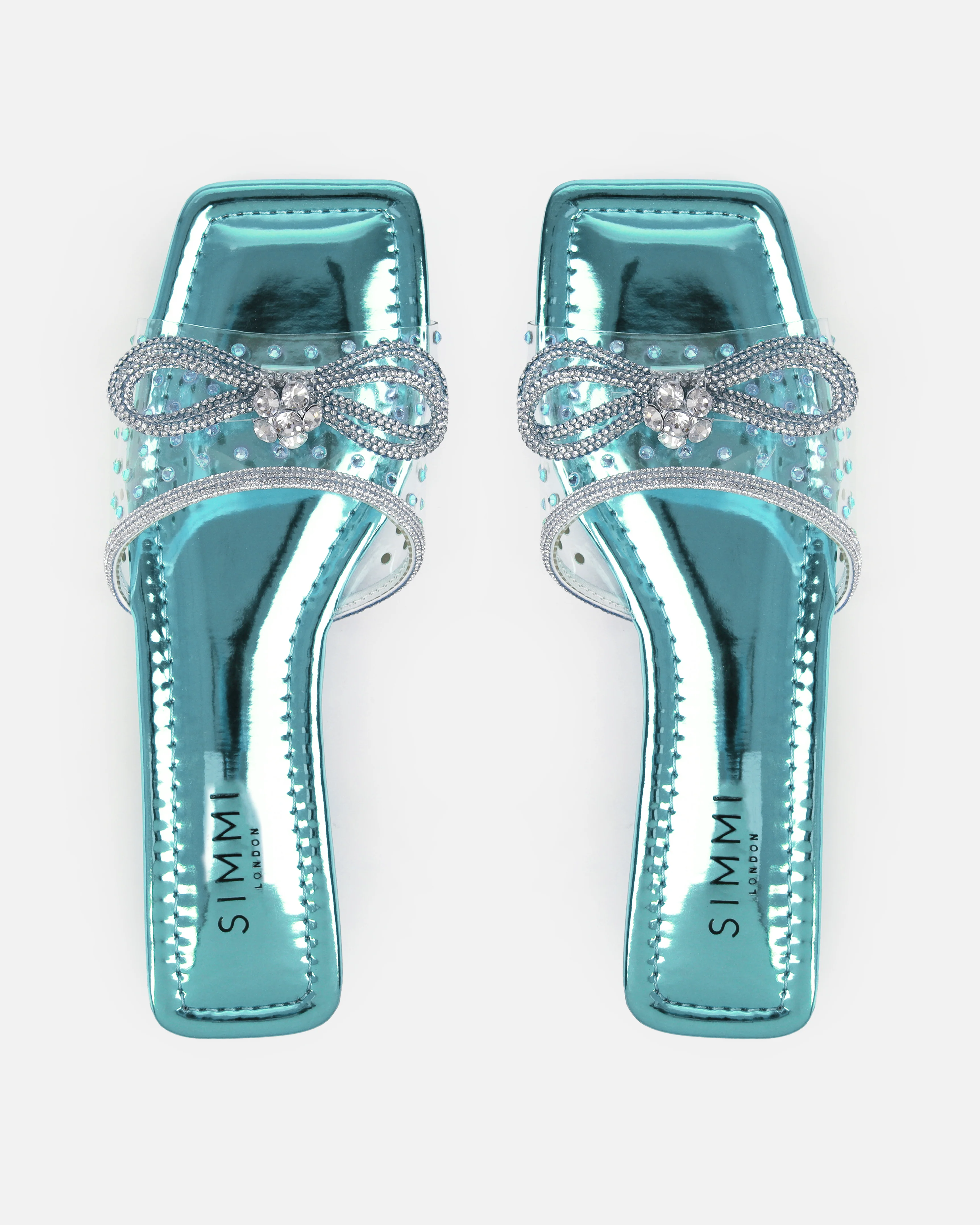Senga Blue Diamante Bow Flat Sandals - Image 3
