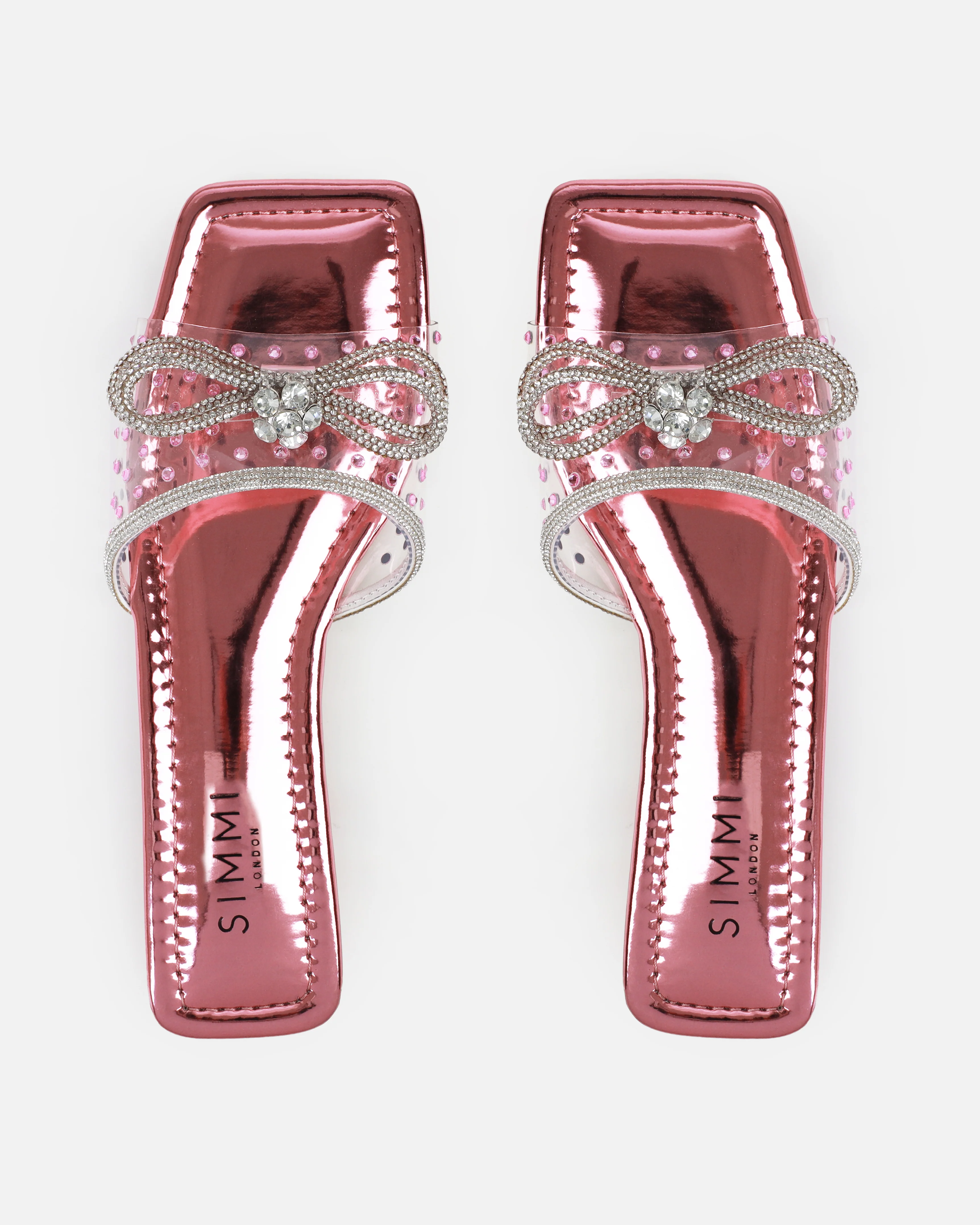 Senga Pink Diamante Bow Flat Sandals - Image 3