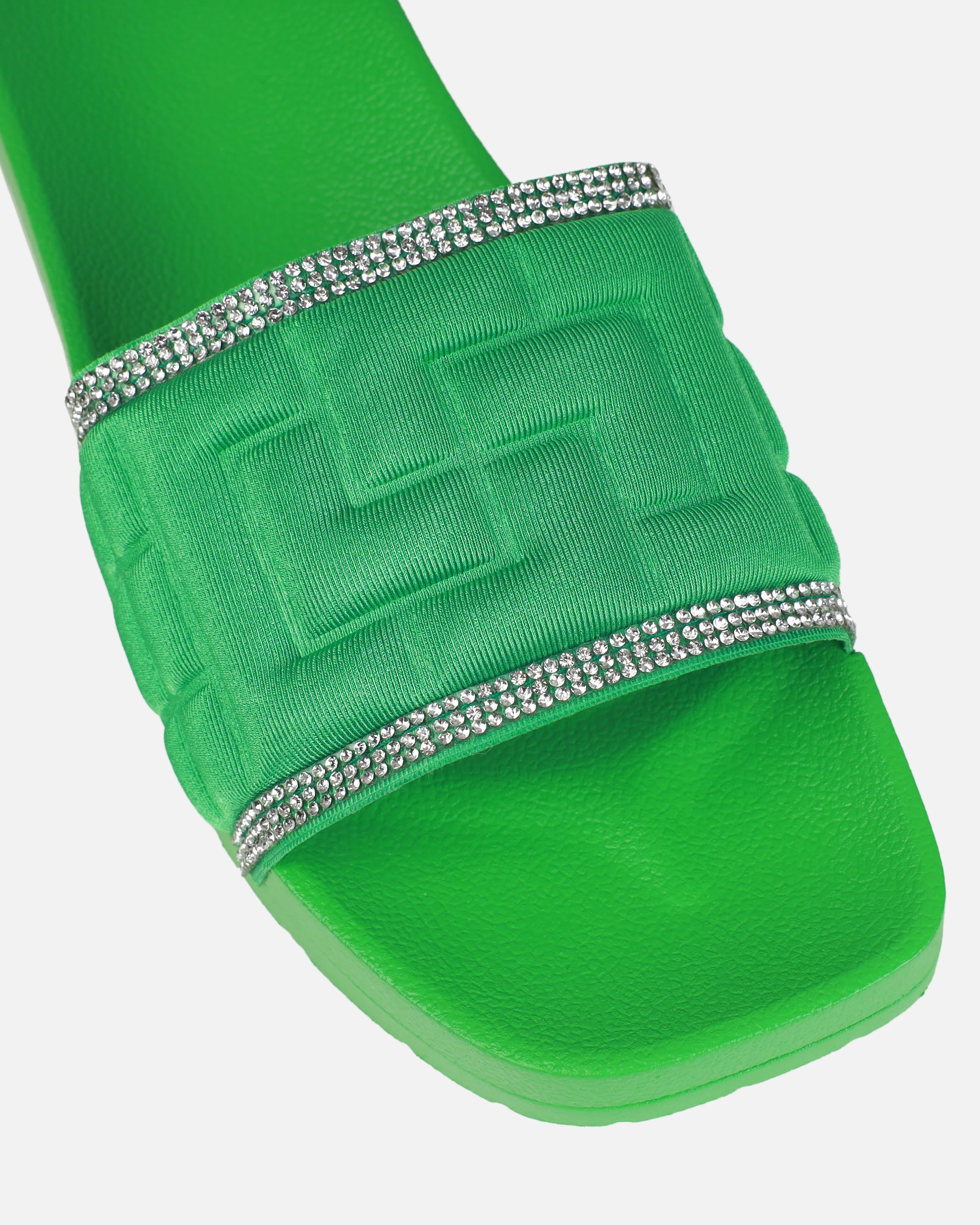 Seona Green Diamante Slides - Image 4