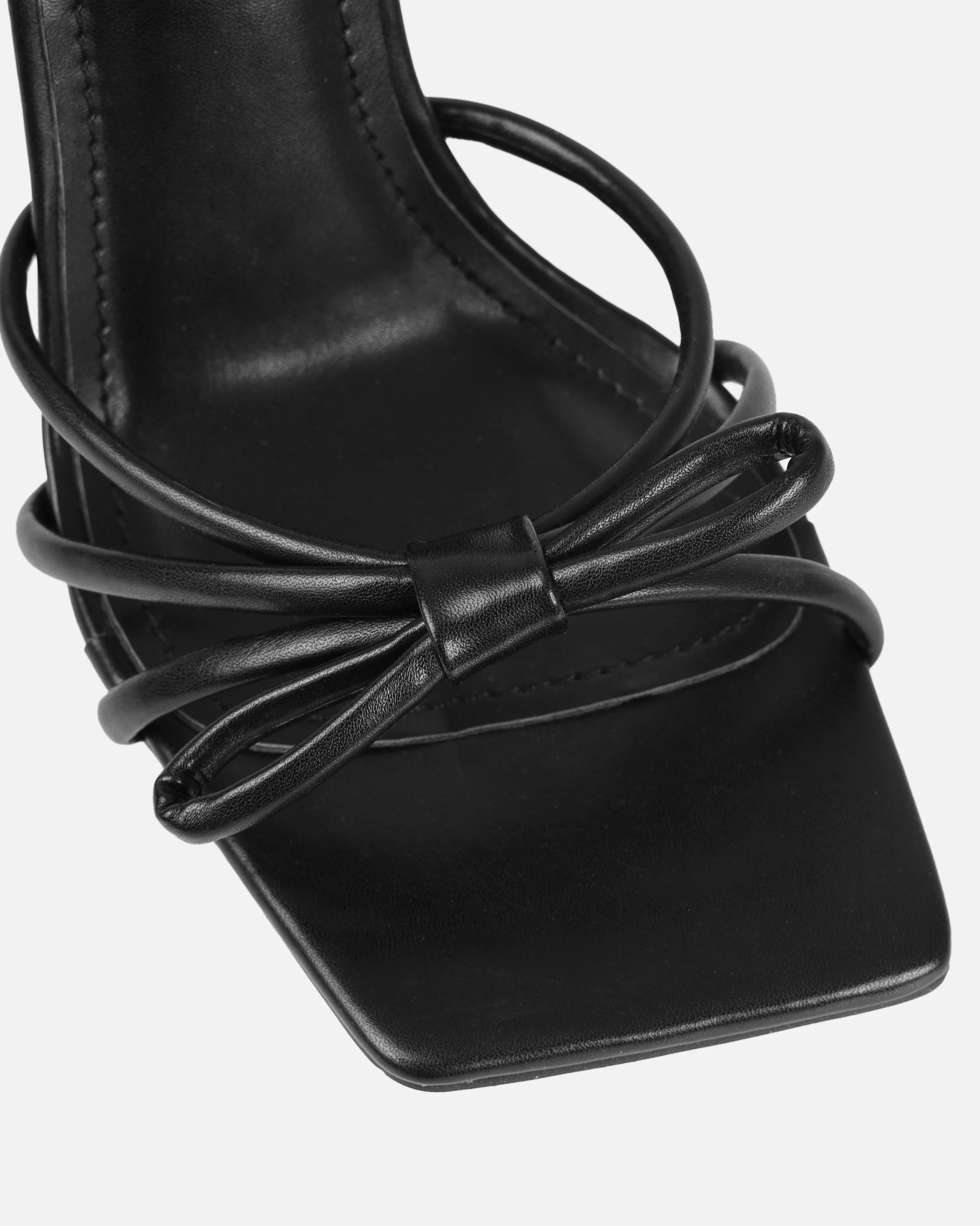 Sita Black Square Toe Bow Stiletto Heels - Image 4