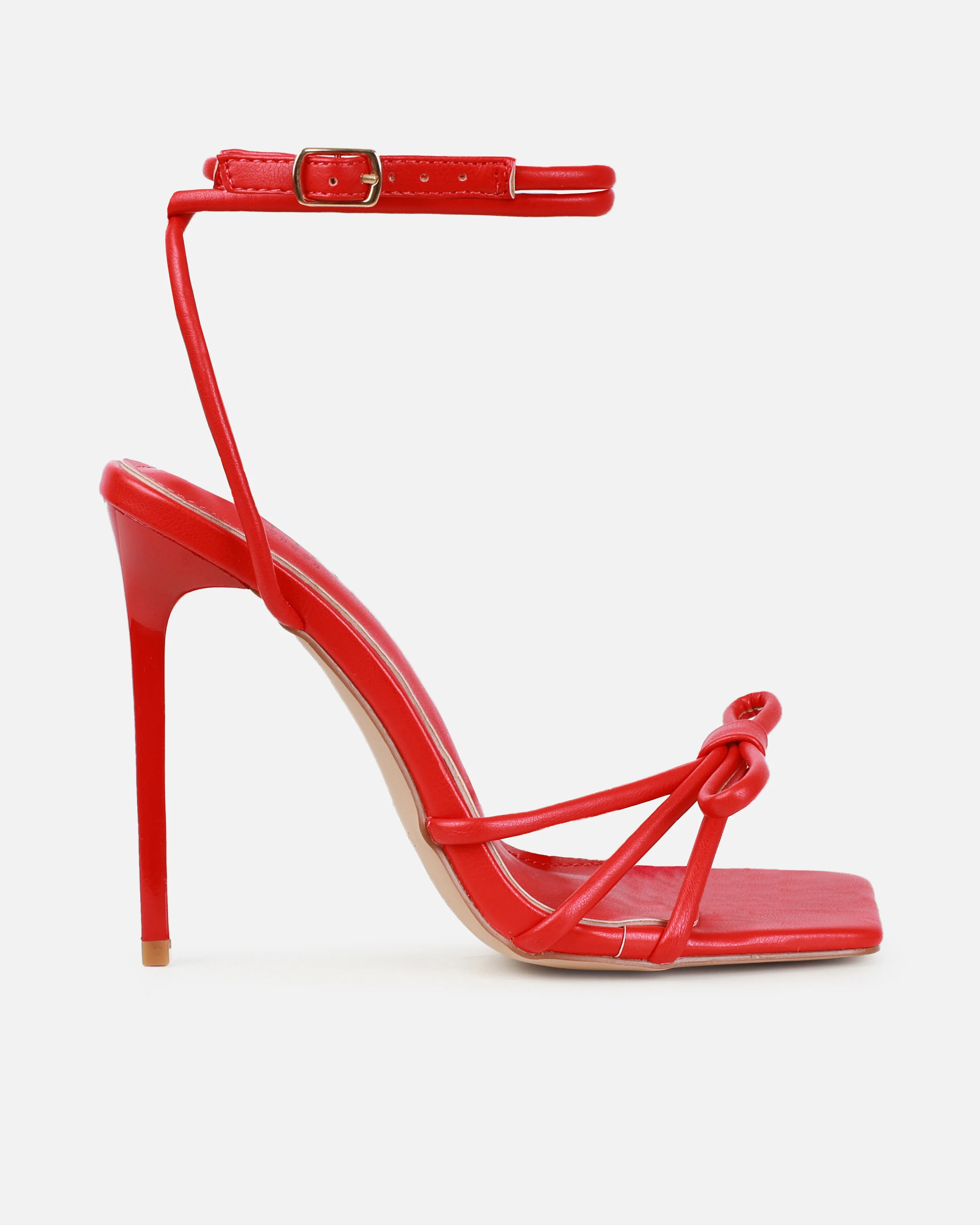 Sita Red Square Toe Bow Stiletto Heels - Image 2