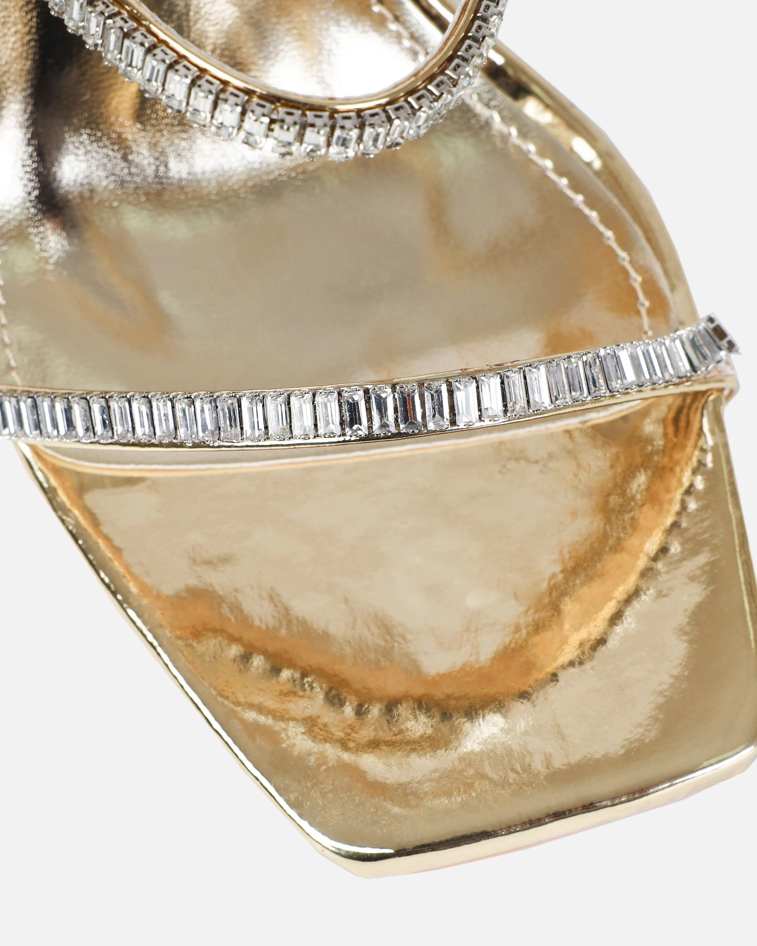 Soleil Gold Mirror Diamante Stiletto Heels - Image 4