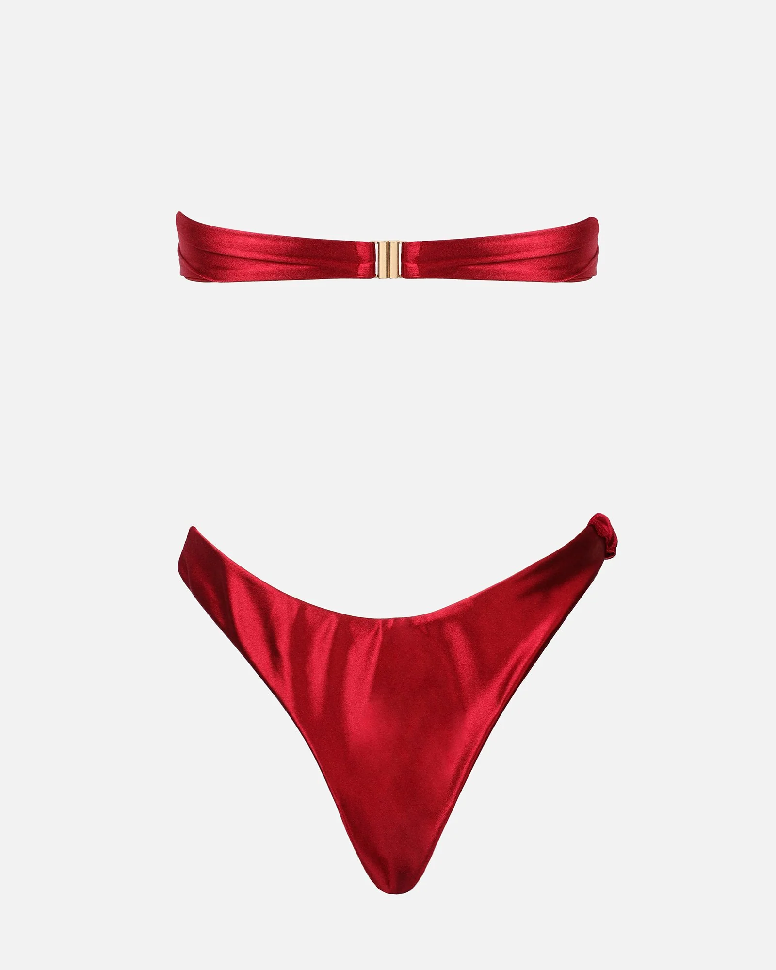 Sonara Deep Red Satin Knot Detail Bikini Set - Image 6