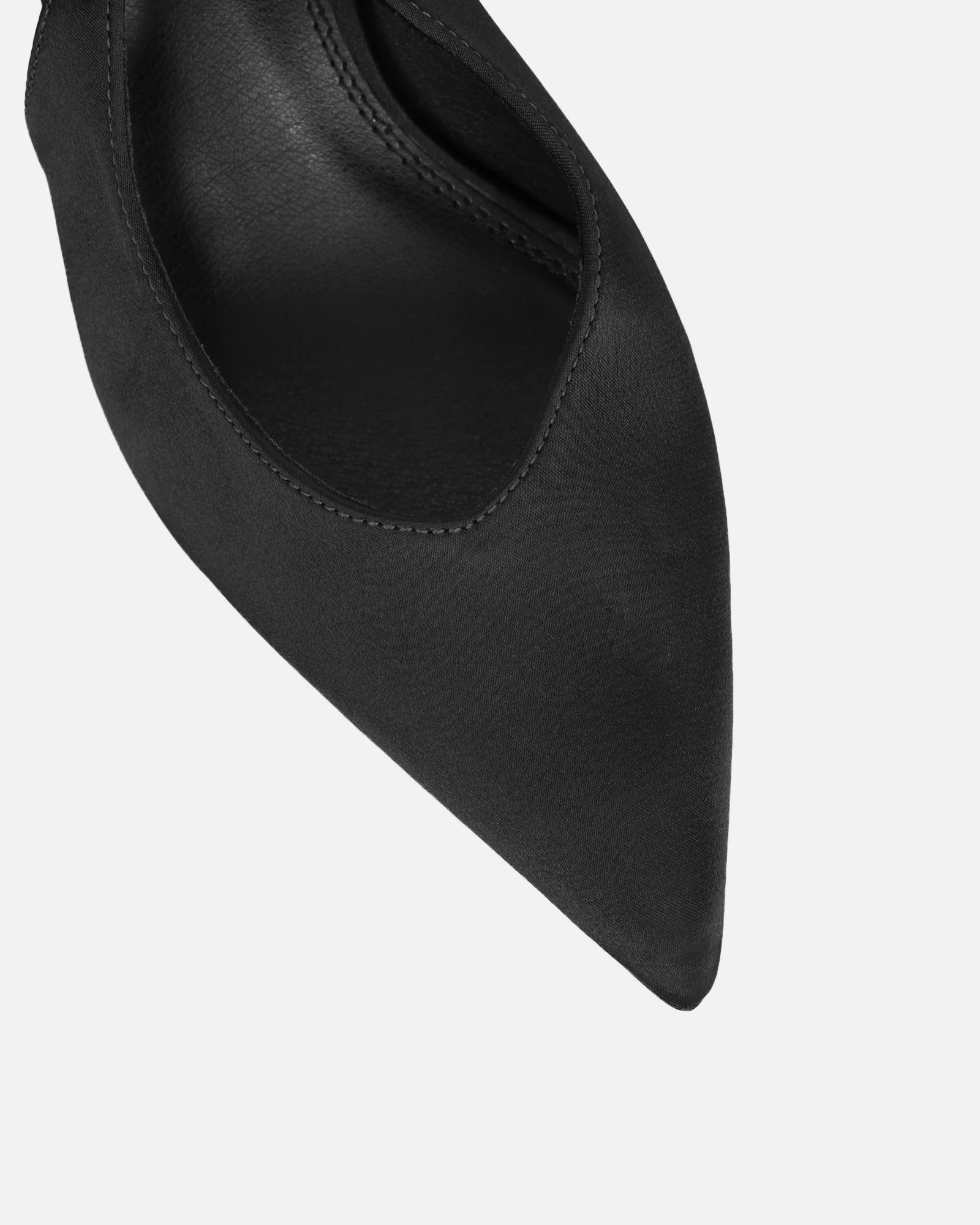 Sonika Black Satin Strappy Slingback Court Shoes - Image 4