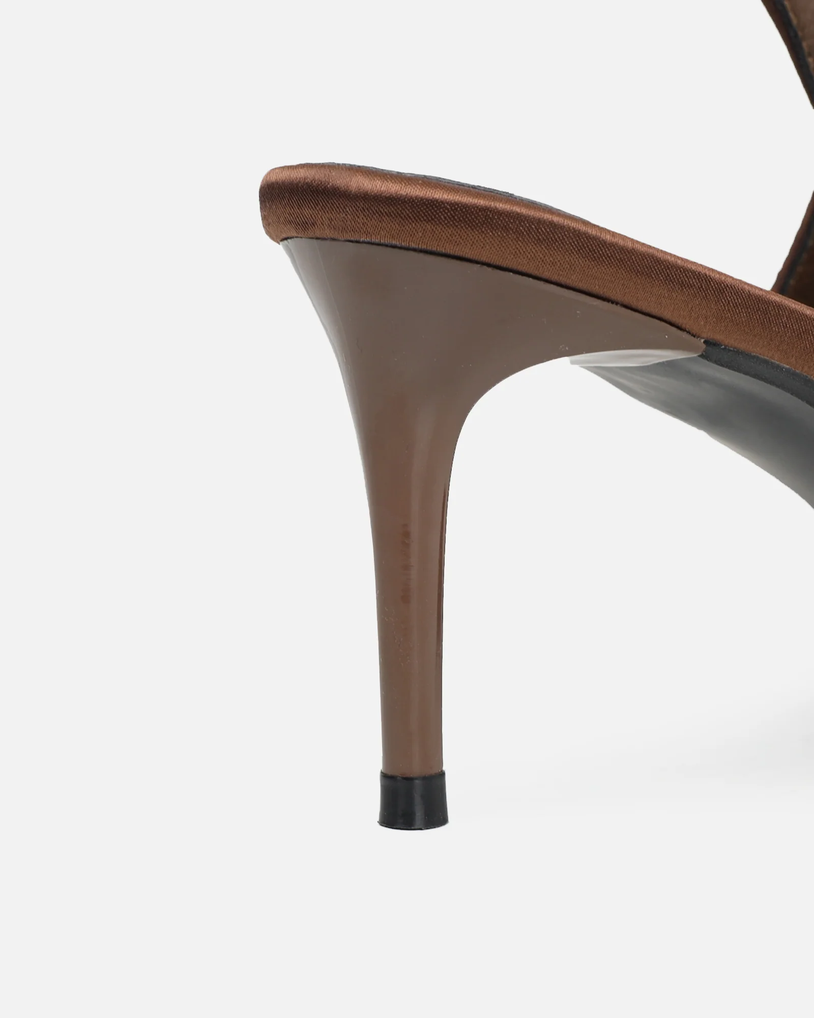 Sonika Brown Satin Strappy Slingback Court Shoes - Image 3
