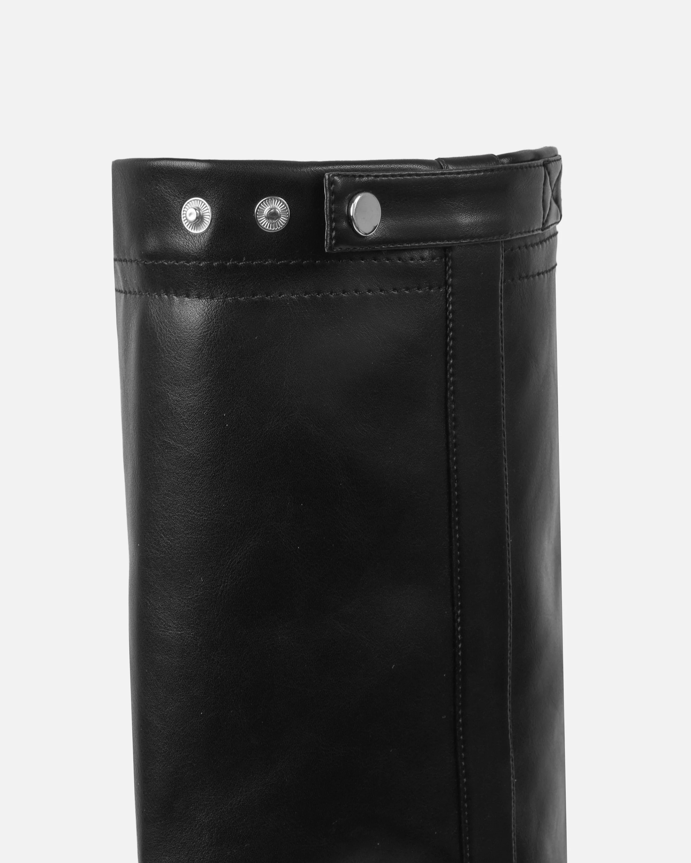 Sonny Black Fold Over Wedge Knee Boots - Image 3