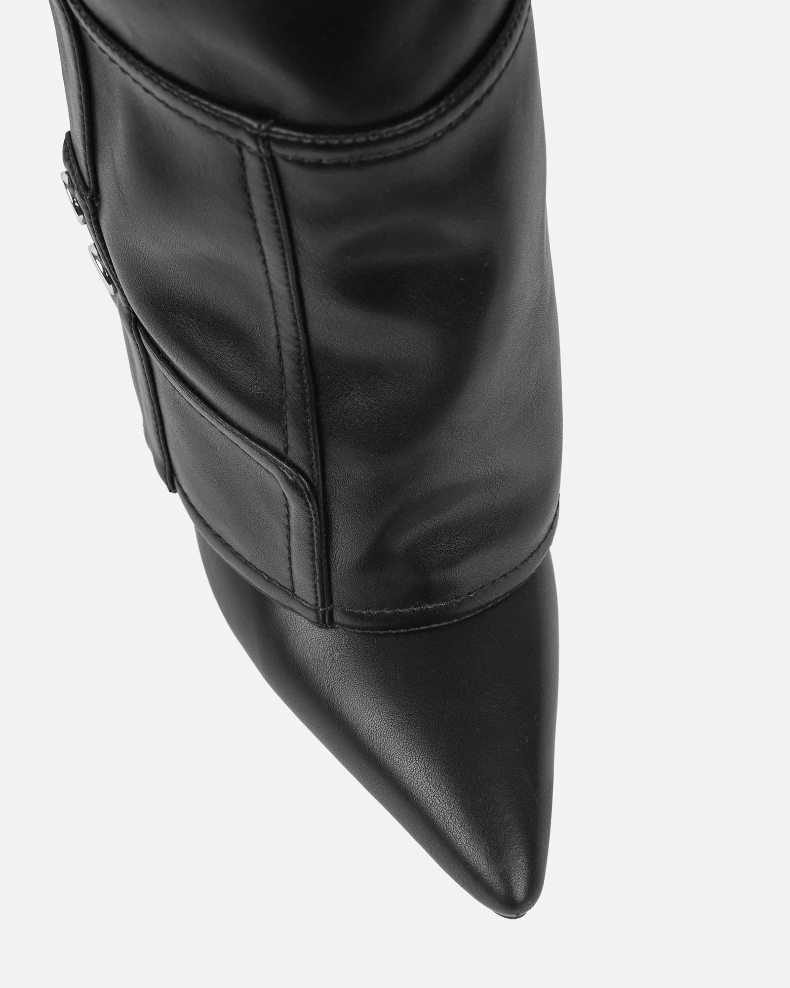 Sonny Black Fold Over Wedge Knee Boots - Image 4
