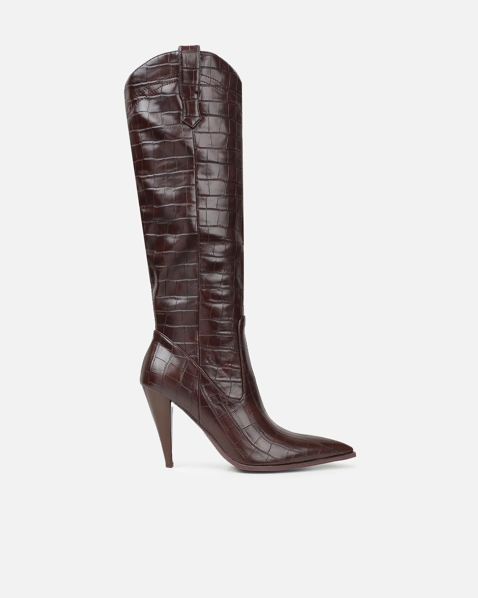 Stapleton Brown Croc Effect Western Boots - Image 2