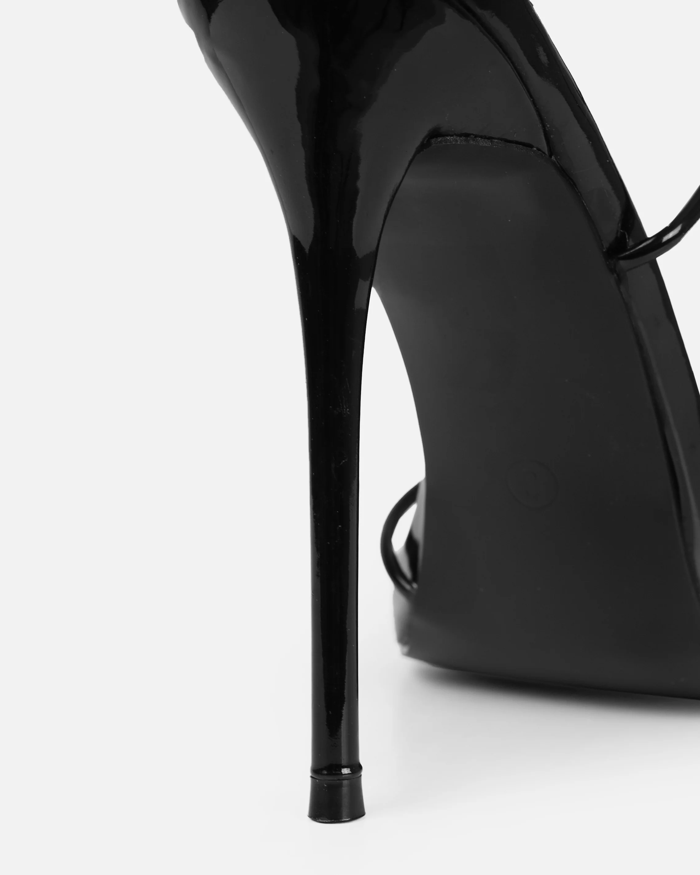 Sunniva Black Patent Bow Detail Lace Up Heels - Image 3