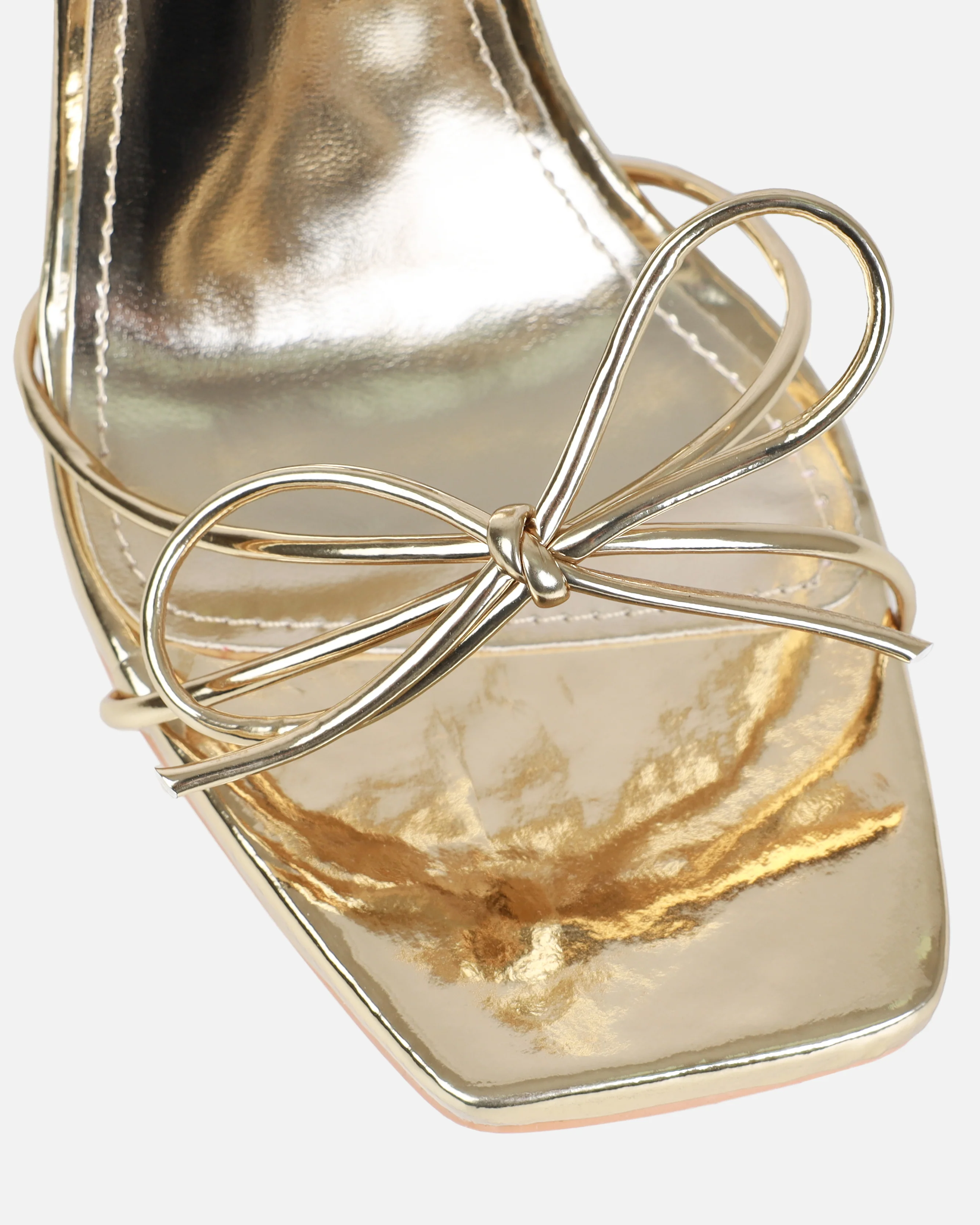 Sunniva Gold Bow Detail Lace Up Heels - Image 4