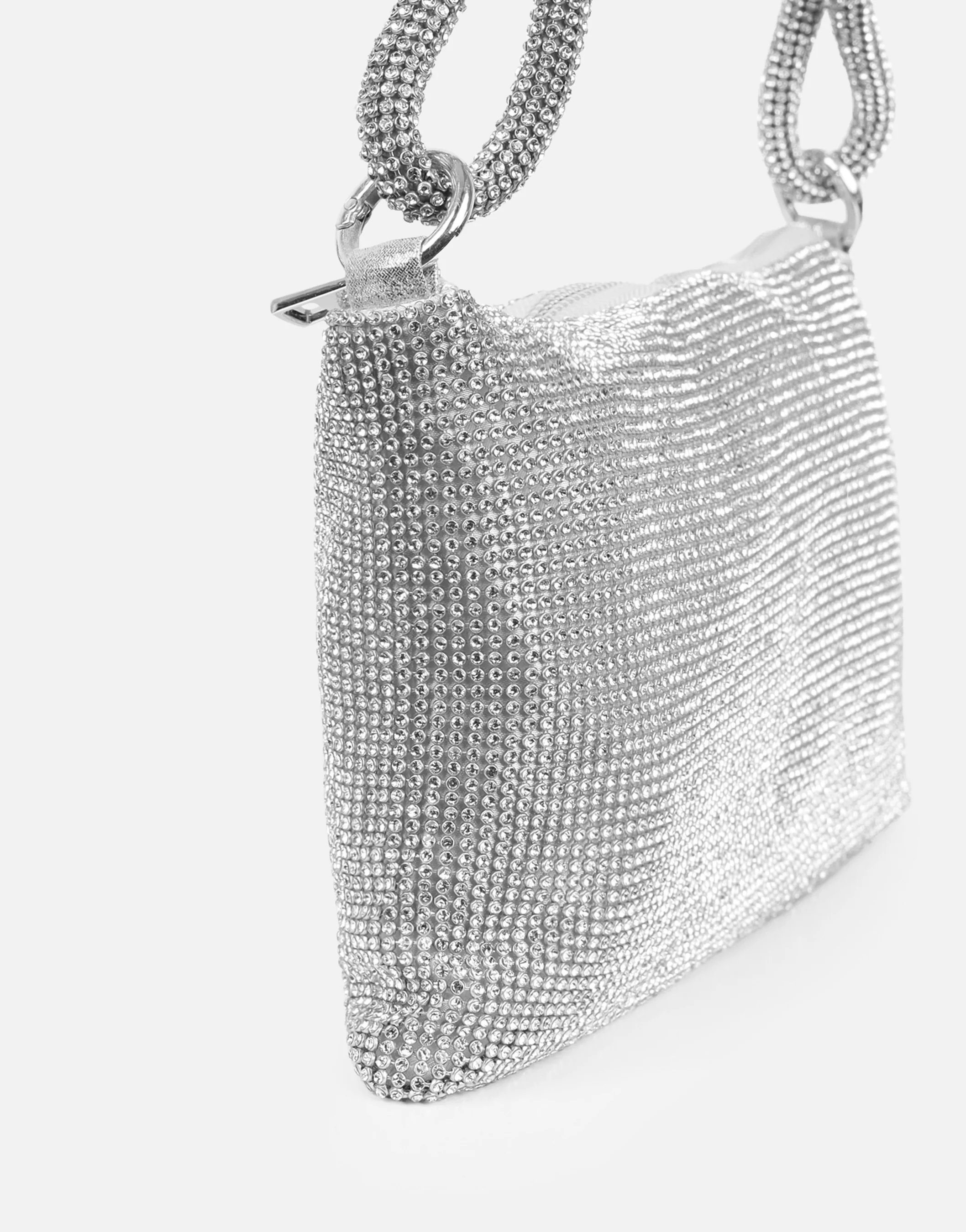 Talia Silver Diamante Shoulder Bag - Image 4