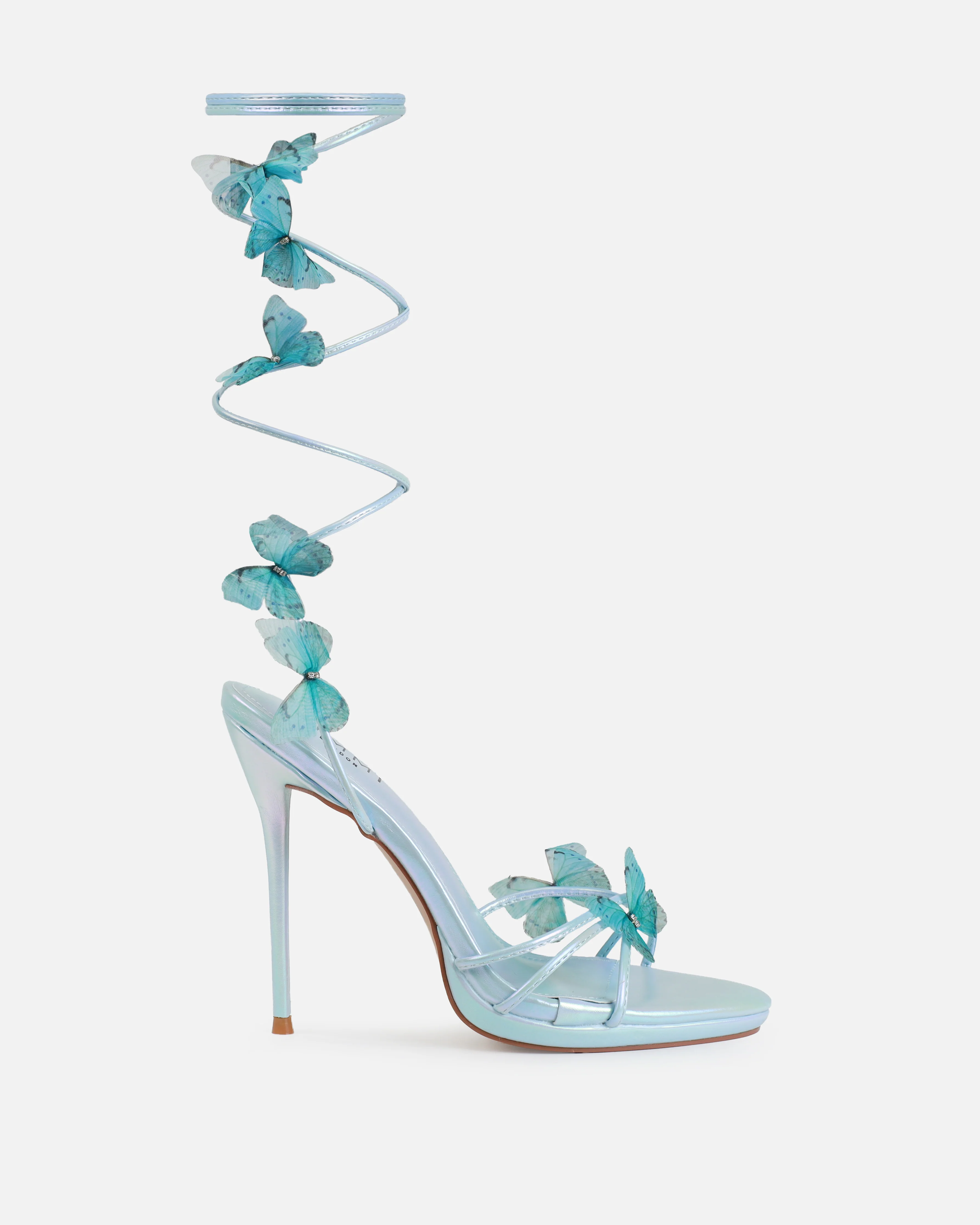 Tasha Ghouri Adia Blue Butterfly Lace Up Heels - Image 2